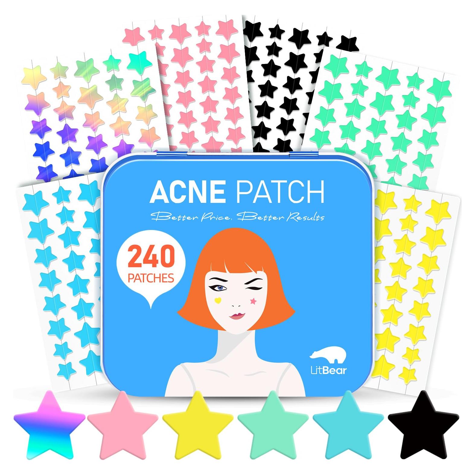 Parche Hidrocoloide para Acné LitBear - 6 Colores, 240 Puntos