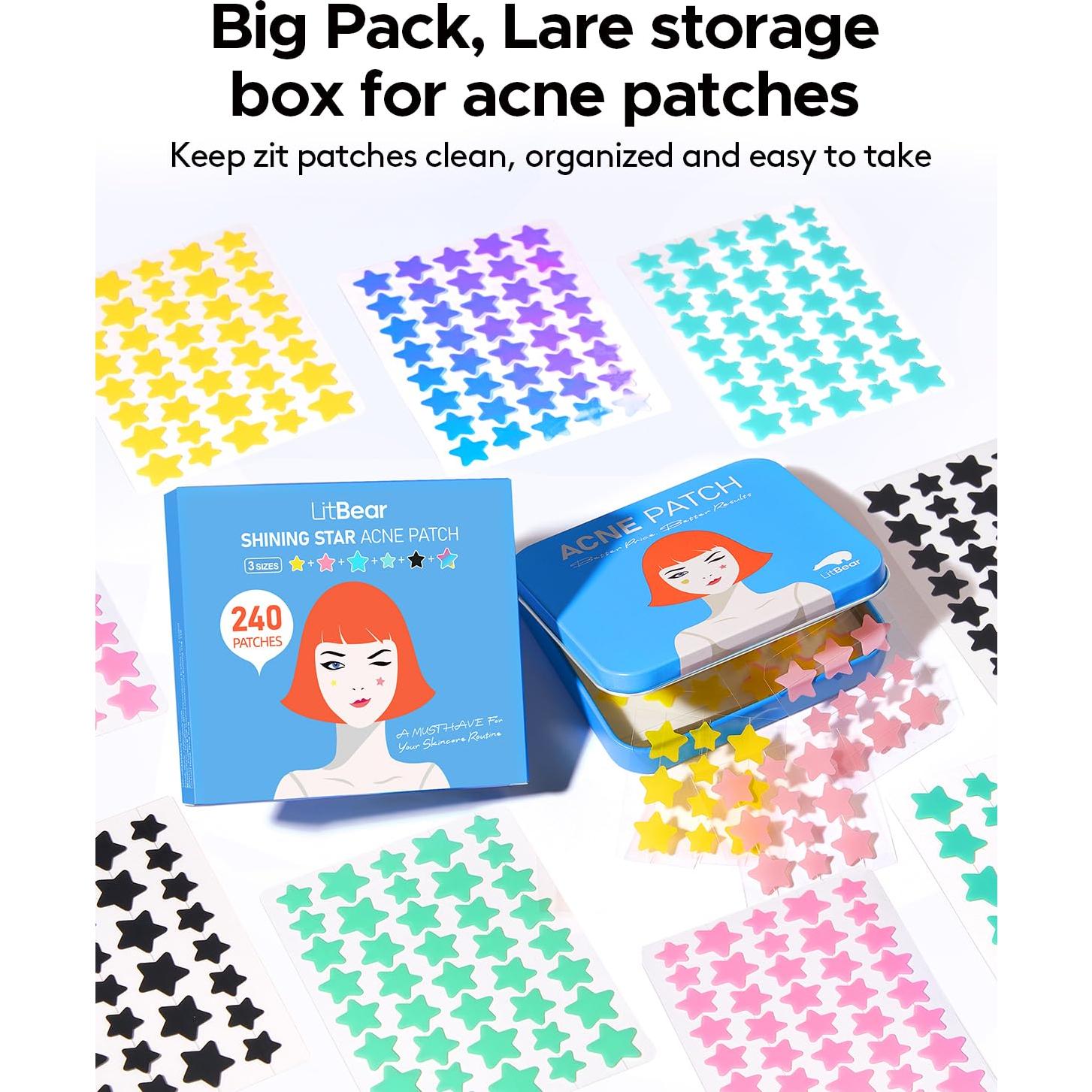 Parche Hidrocoloide para Acné LitBear - 6 Colores, 240 Puntos