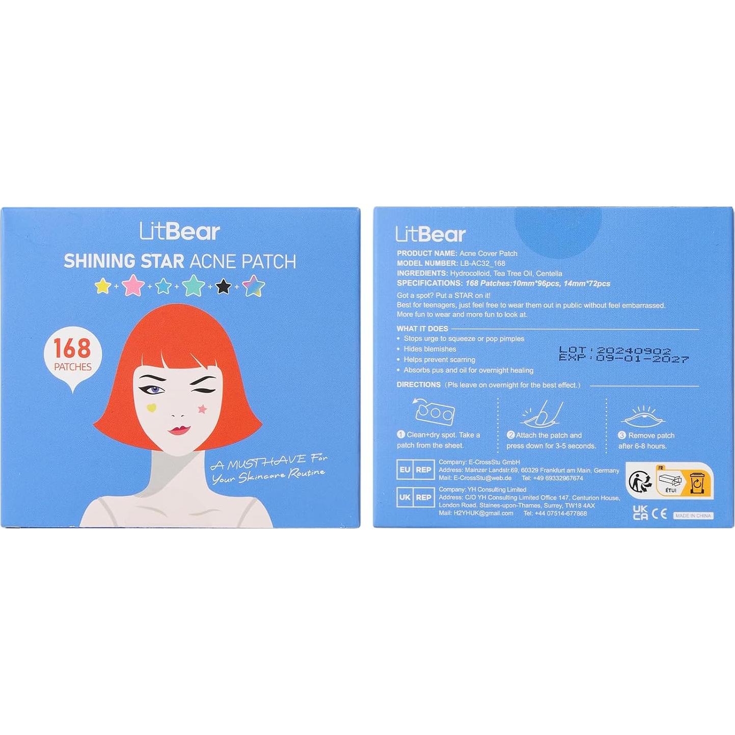 Parche Hidrocoloide para Acné LitBear - 6 Colores, 240 Puntos