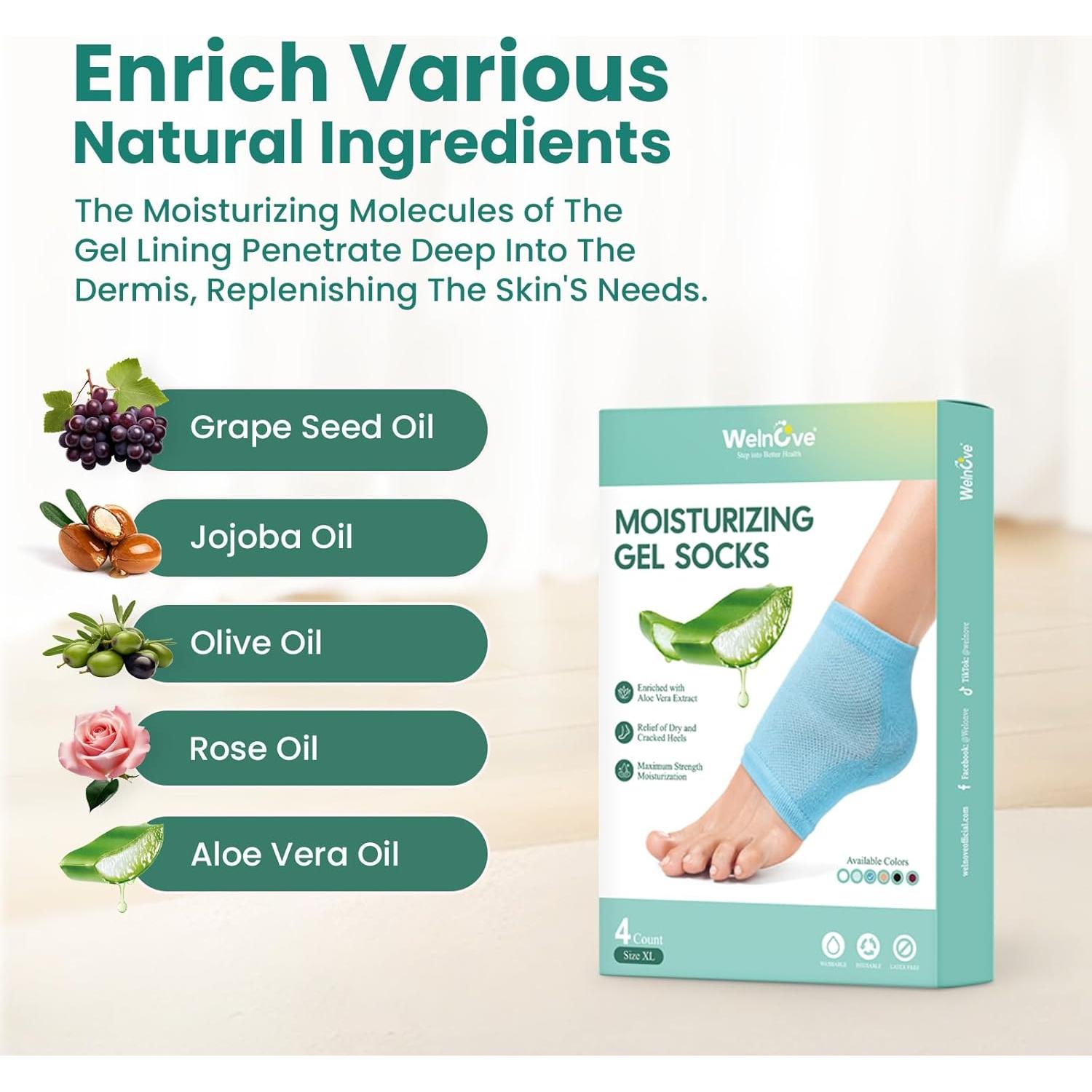 Calcetines Hidratantes Welnove - 2 Pares Aloe Vera - Extra Grande