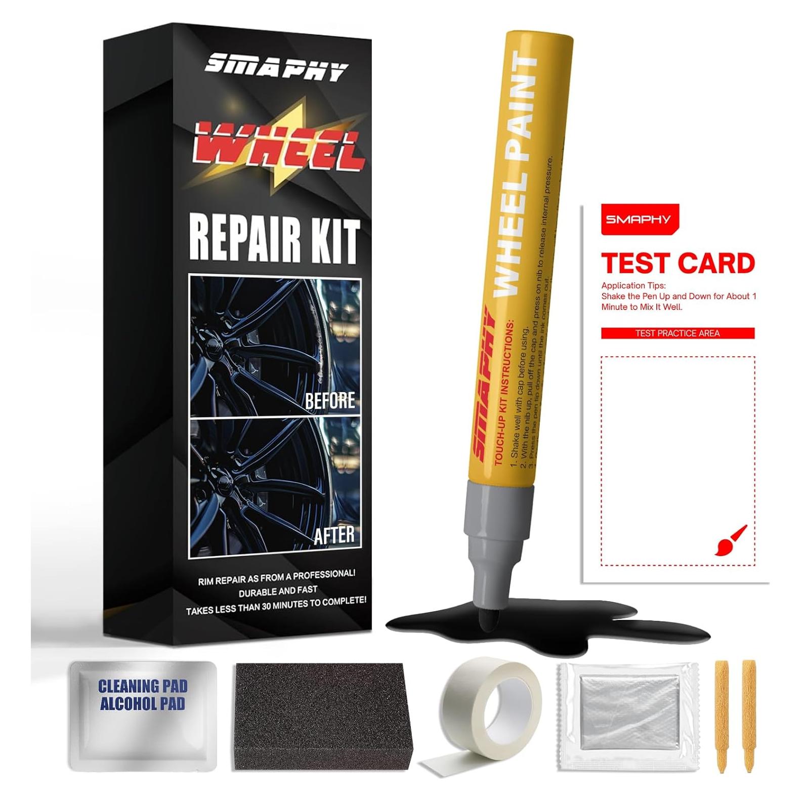 Kit de Reparación de Ruedas SMAPHY - Pintura Negra Brillante 30ml
