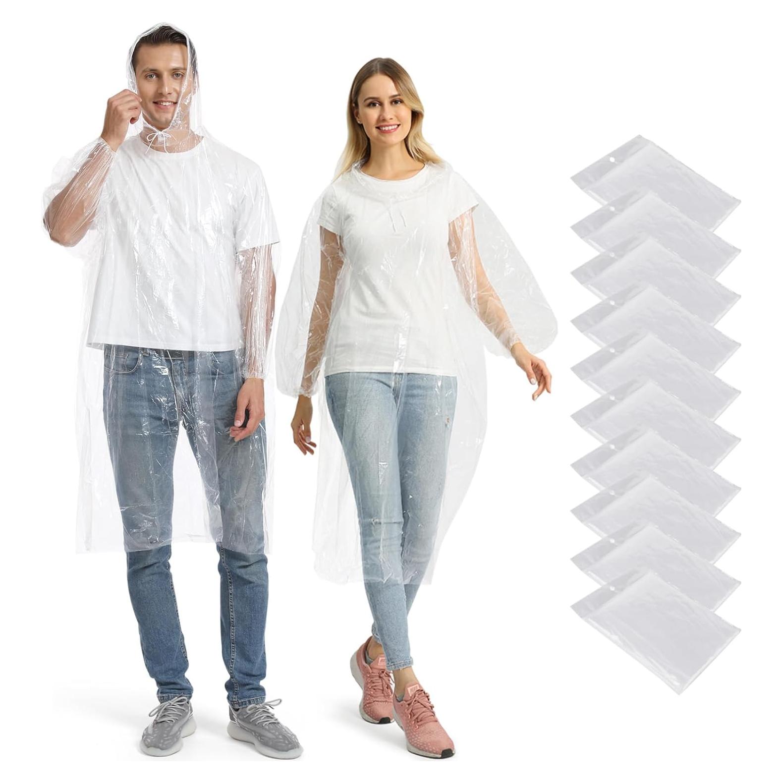 Ponchos de Lluvia Desechables Opret 10 Pcs Unisex Impermeables