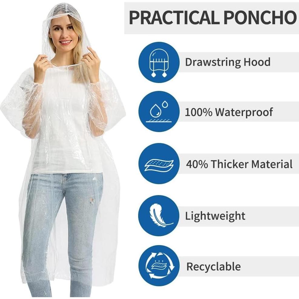 Ponchos de Lluvia Desechables Opret 10 Pcs Unisex Impermeables