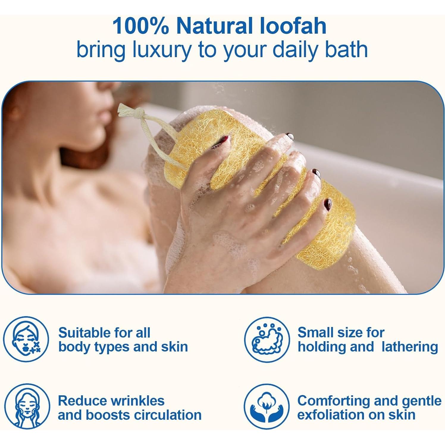 Esponjas de Lufa Natural AhaTopia 15 cm - 4 Paquetes Exfoliantes