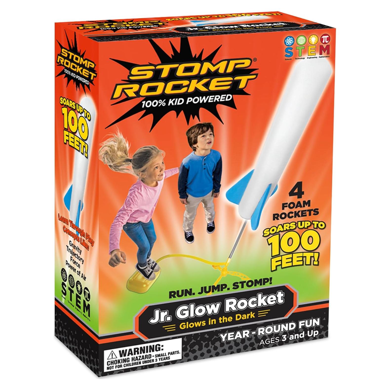 Lanzador de Cohetes Stomp Rocket Jr Glow - 4 Cohetes Brillantes