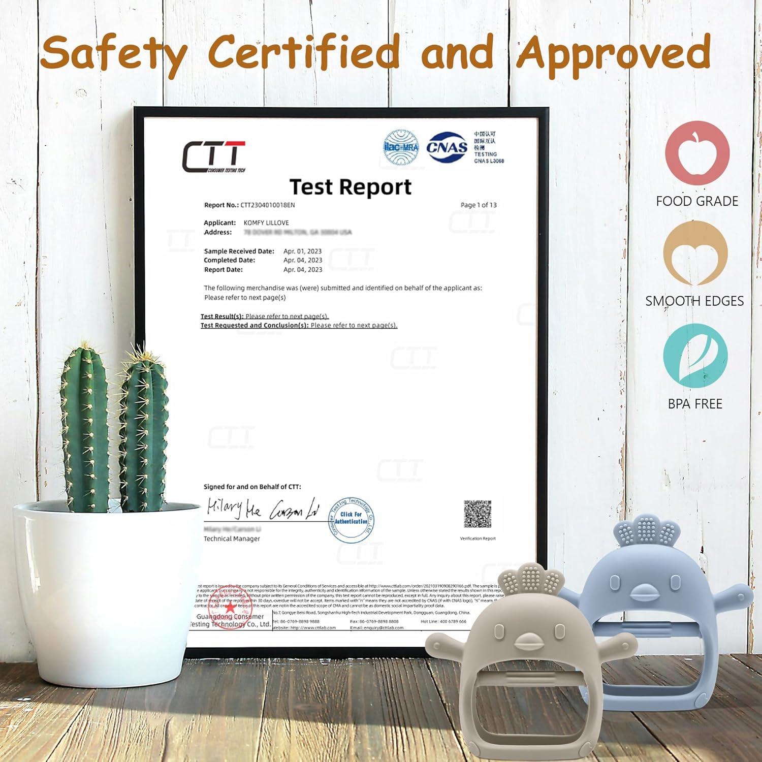 Teether de Silicona Komfy LilLove Beige y Verde 0-12 Meses