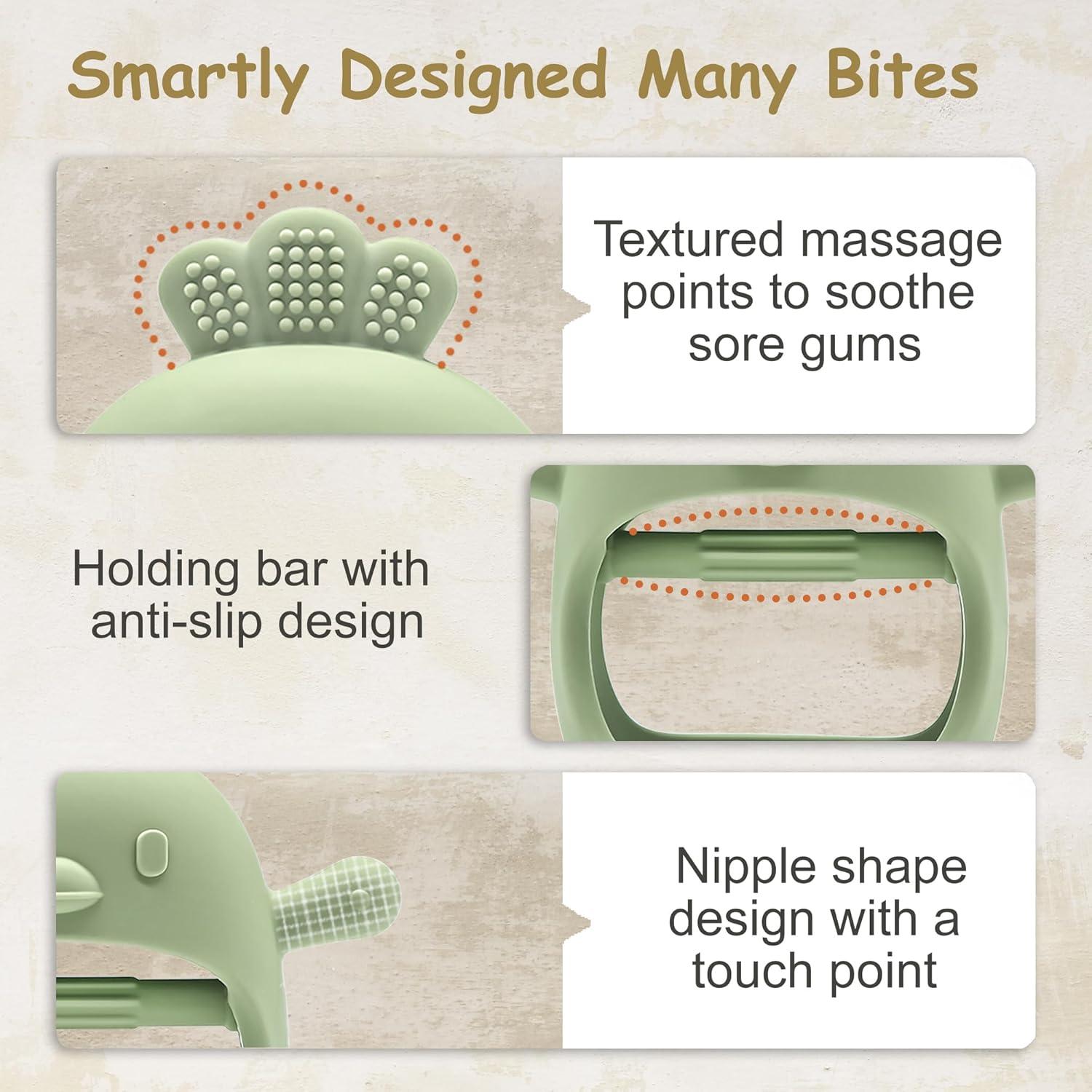 Teether de Silicona Komfy LilLove Beige y Verde 0-12 Meses