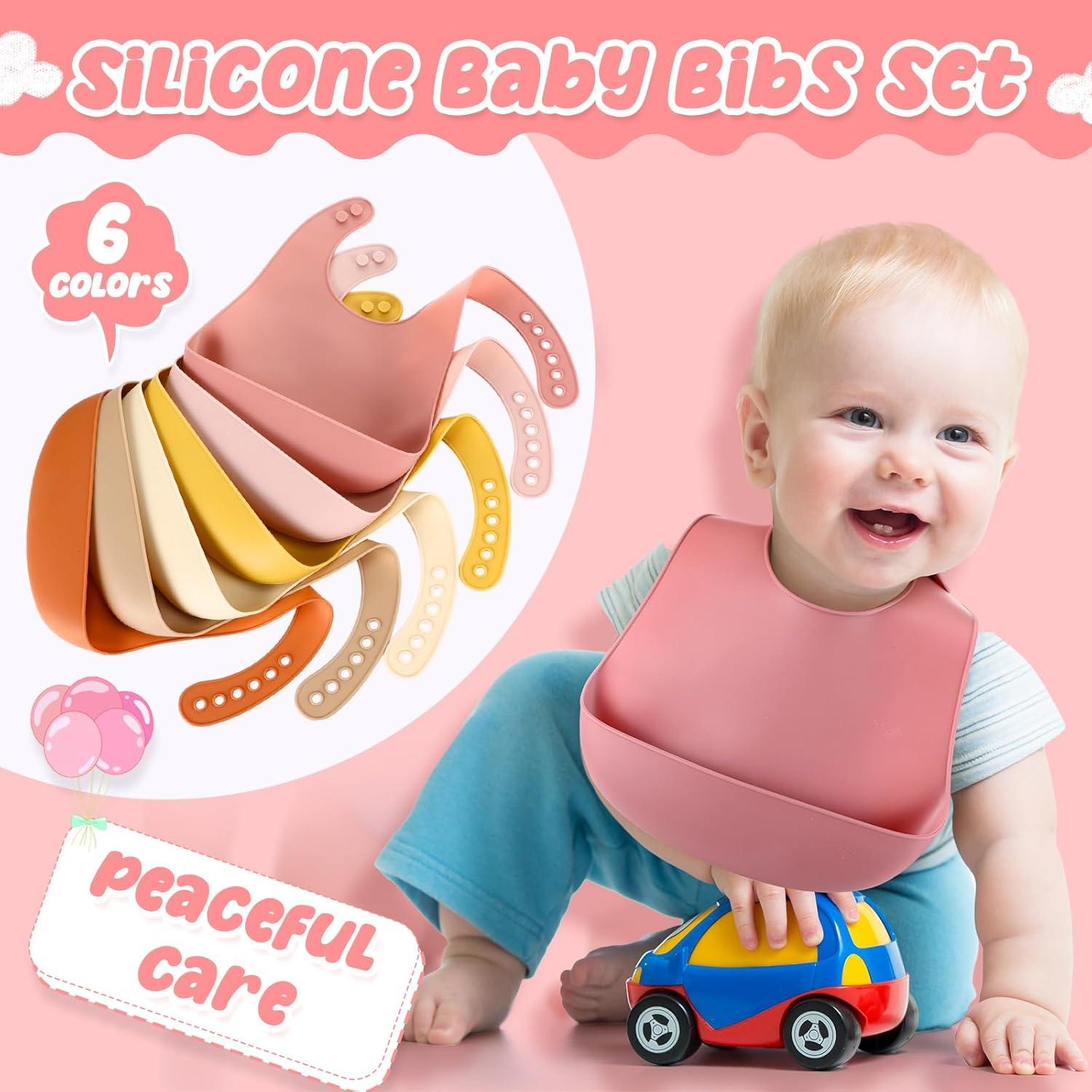 Baberos de Silicona Mepase Impermeables 6 Colores Ajustables