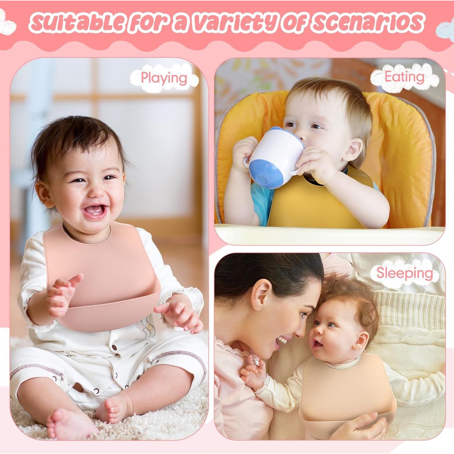 Baberos de Silicona Mepase Impermeables 6 Colores Ajustables