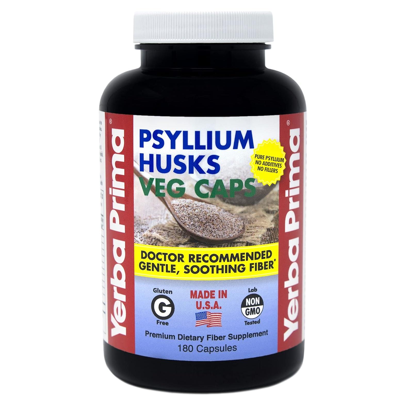 Cápsulas Veganas de Psyllium Yerba Prima 180 Unidades 625mg
