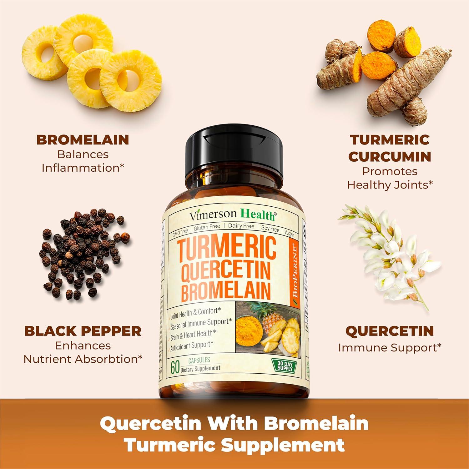 Suplemento de Quercetina 500mg con Cúrcuma y Bromelina - 60 Cápsulas