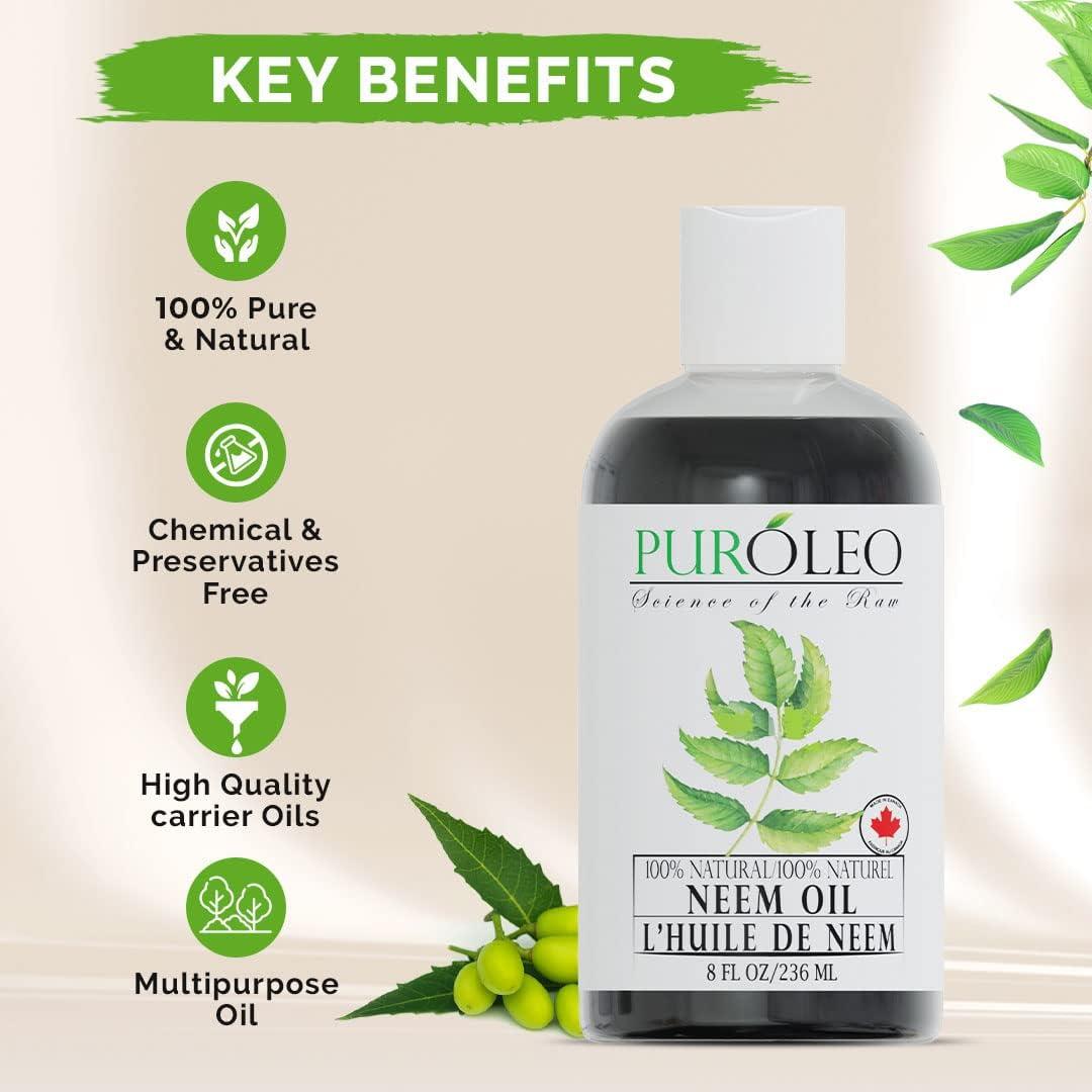 Aceite de Neem 100% Puro 236 ml Pureoyl para Piel y Belleza