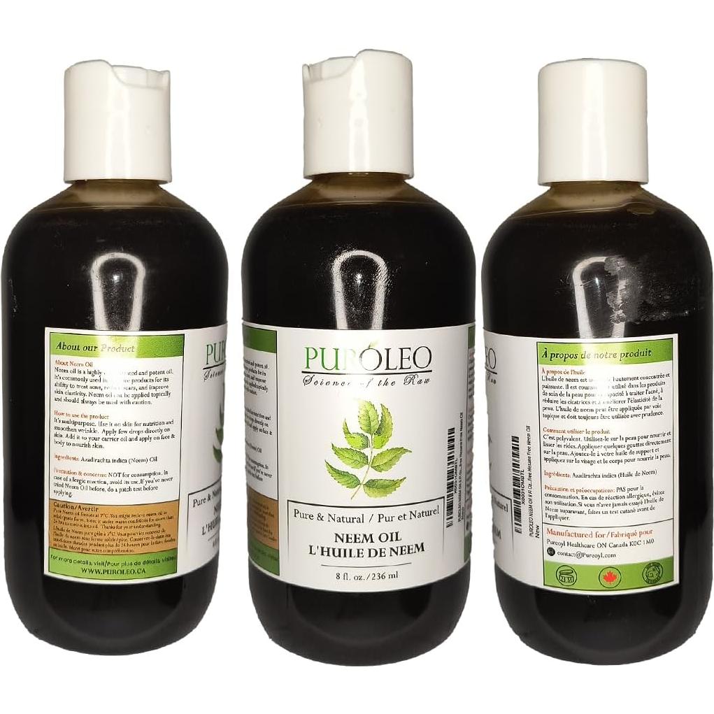 Aceite de Neem 100% Puro 236 ml Pureoyl para Piel y Belleza