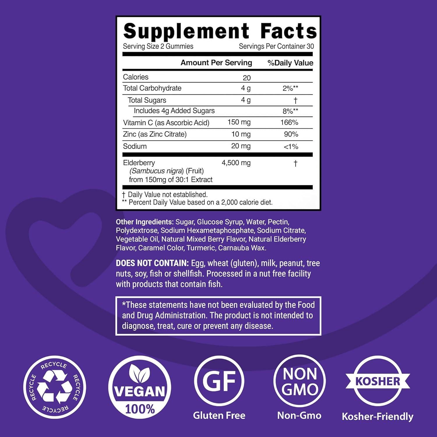 Gomitas de Saúco con Vitamina C y Zinc - 60 Gomitas Veganas