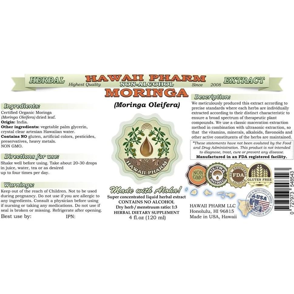 Extracto Líquido de Moringa Hawaii Pharm 59 ml Sin Alcohol