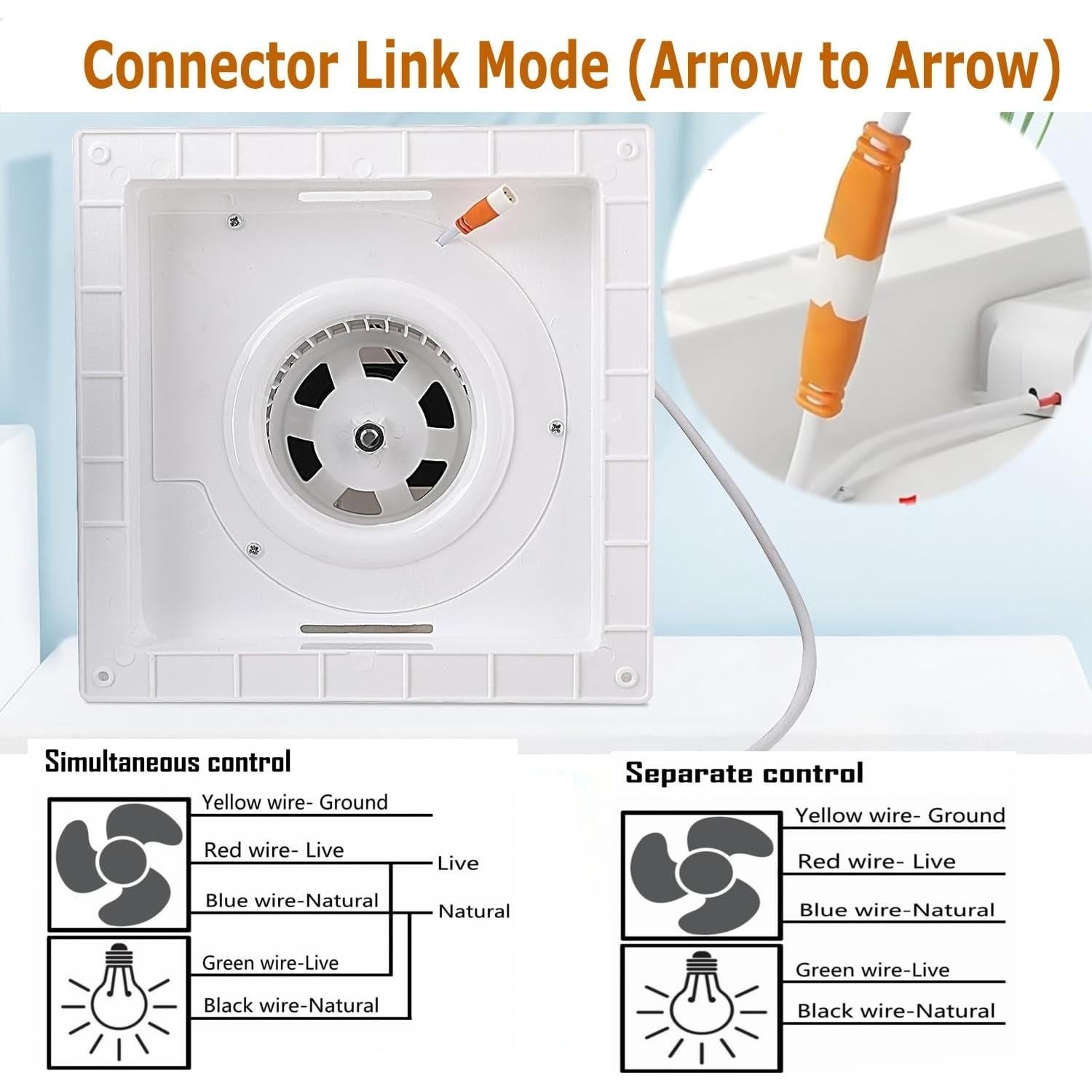 Ventilador Extractor de Baño MEOZRI 20.32cm Luz LED 42W