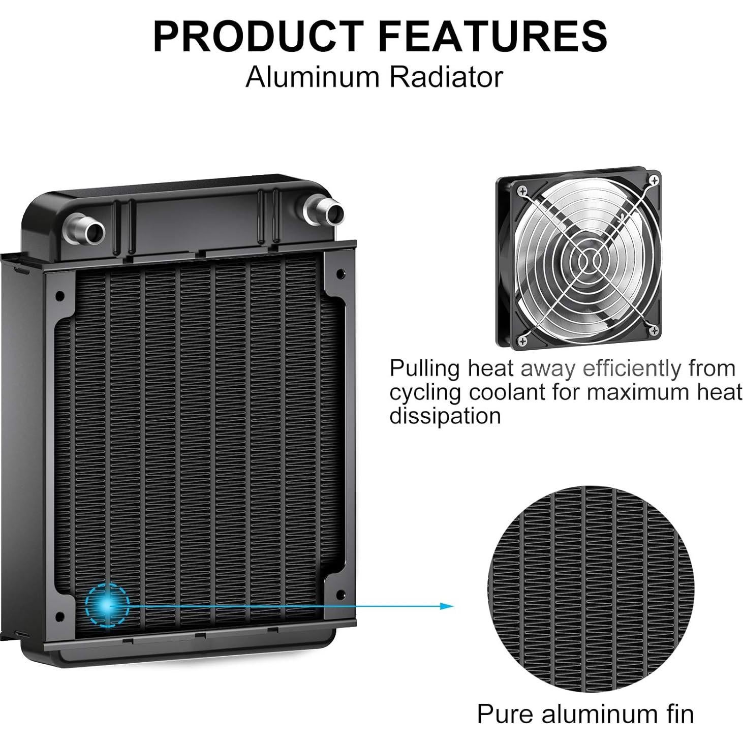 Radiador de Refrigeración por Agua Clyxgs 80mm Aluminio Negro