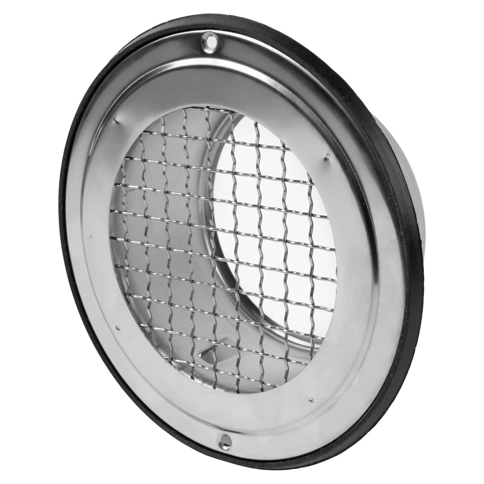 Repa Market 4" Inch Stainless Steel Soffit Vent Cover with Flange for HVAC Systems - Indoor-Outdoor, Intake-Exhaust Ventilation Guard with Rubber Gasket Seal - Duct Cover with Steel Mesh Screen