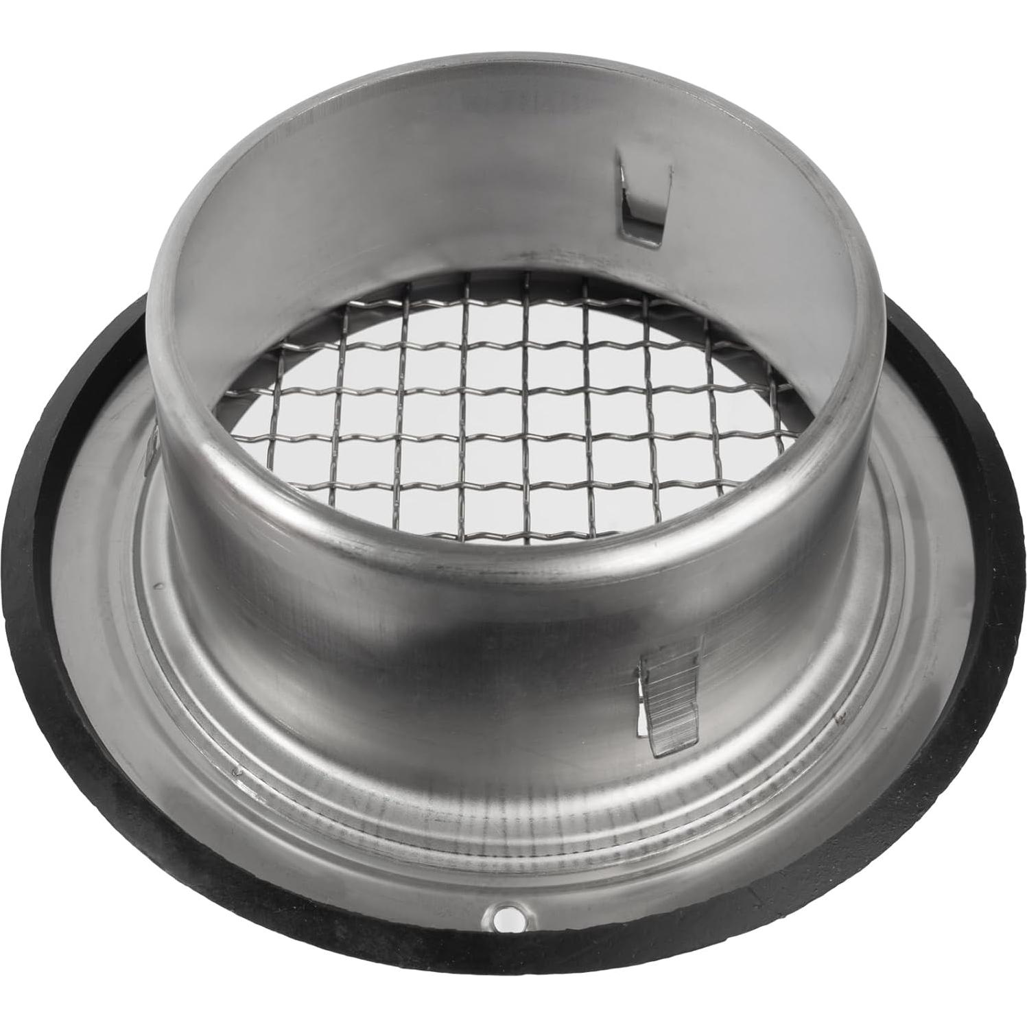 Repa Market 4" Inch Stainless Steel Soffit Vent Cover with Flange for HVAC Systems - Indoor-Outdoor, Intake-Exhaust Ventilation Guard with Rubber Gasket Seal - Duct Cover with Steel Mesh Screen