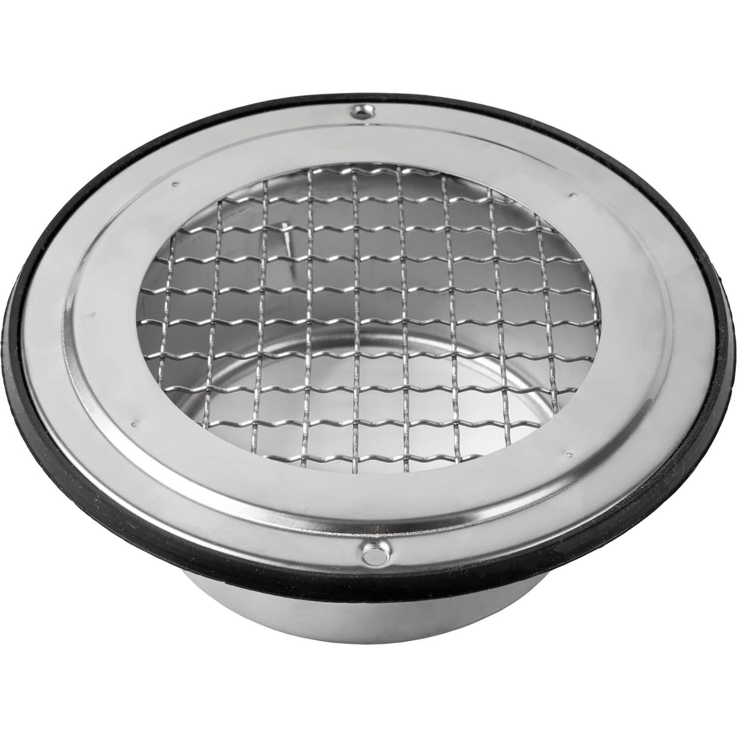 Repa Market 4" Inch Stainless Steel Soffit Vent Cover with Flange for HVAC Systems - Indoor-Outdoor, Intake-Exhaust Ventilation Guard with Rubber Gasket Seal - Duct Cover with Steel Mesh Screen