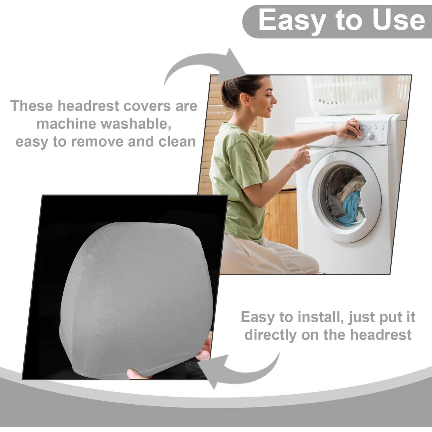 Funda de Reposacabezas de Coche BFXM - 2 Piezas Gris Universal
