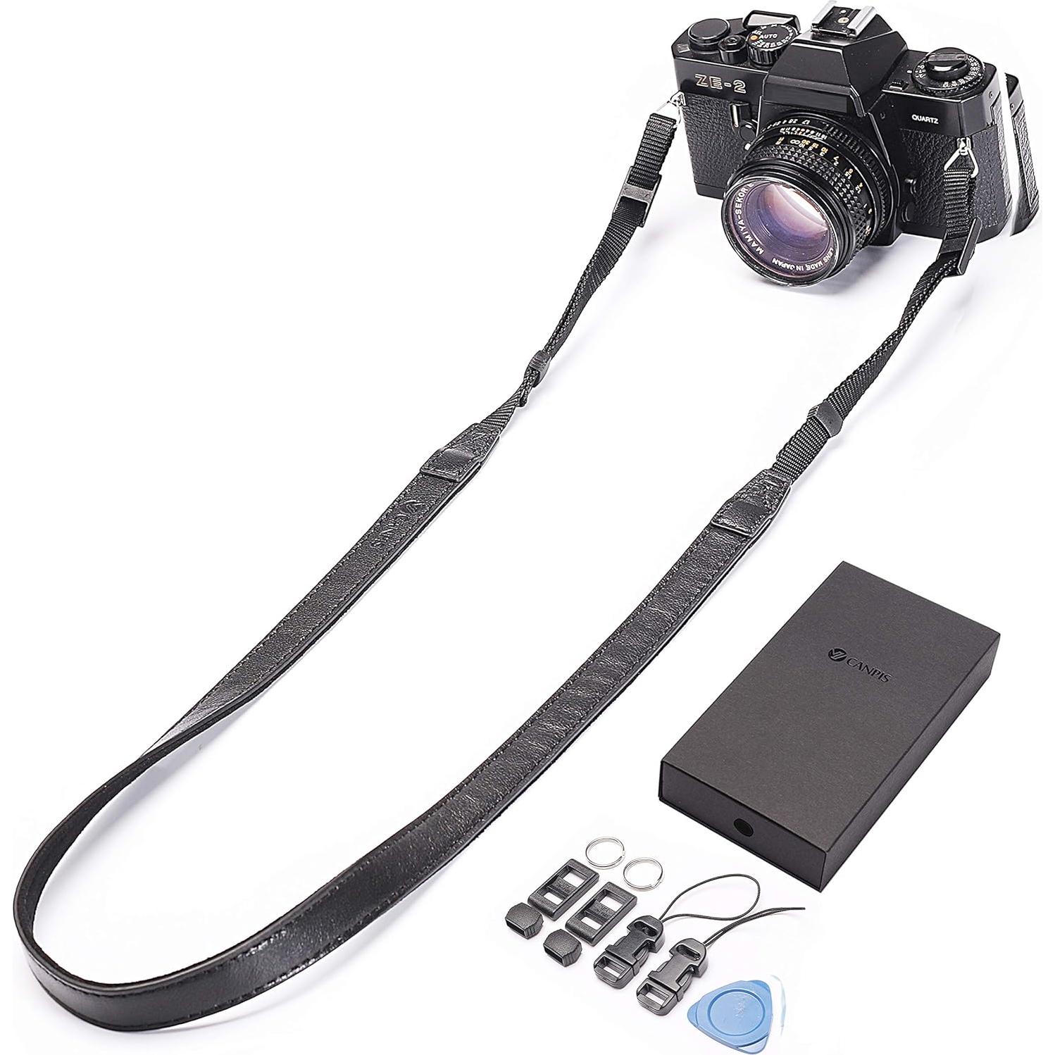 Correa de Cuero para Cámara CANPIS CP008 Negra Ajustable