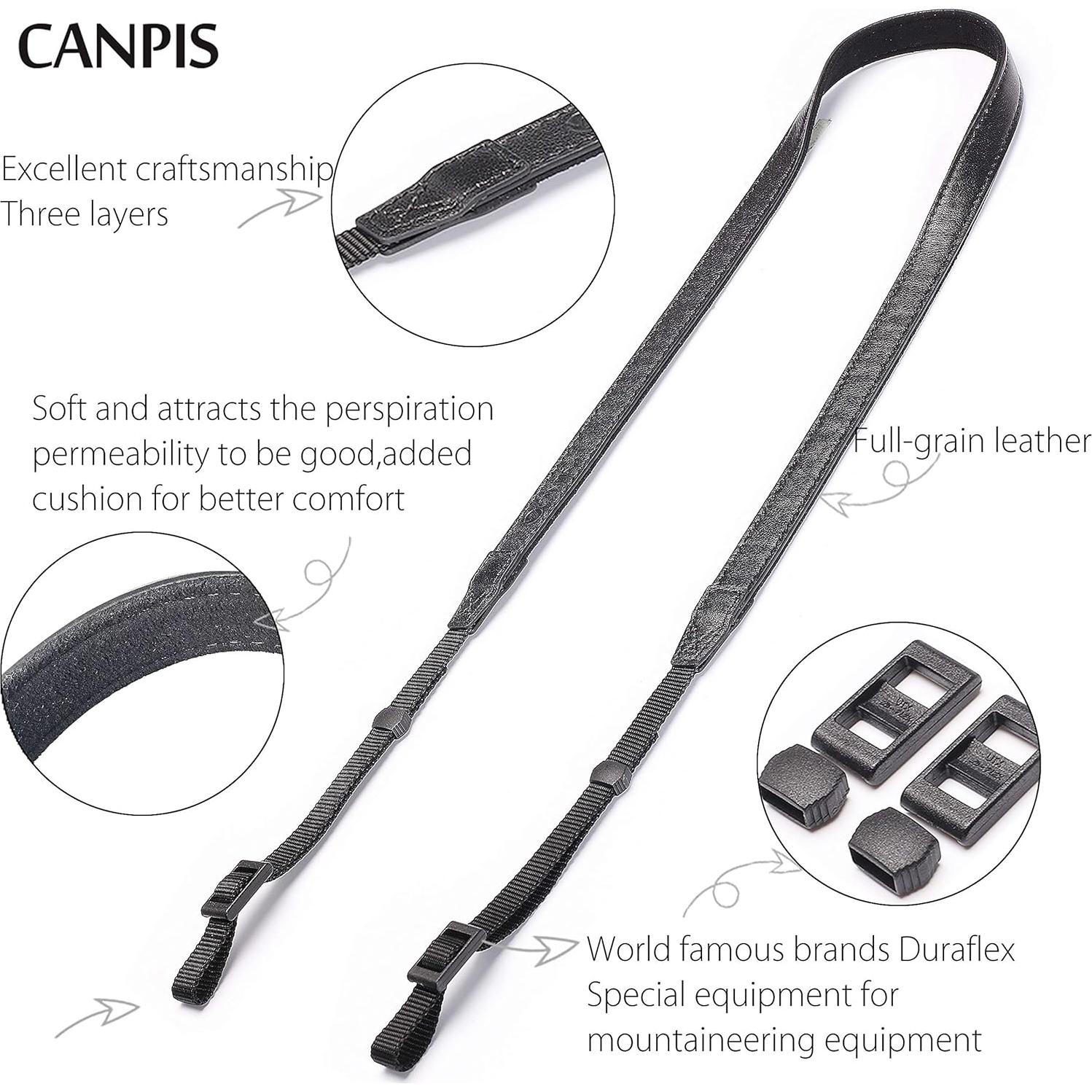 Correa de Cuero para Cámara CANPIS CP008 Negra Ajustable