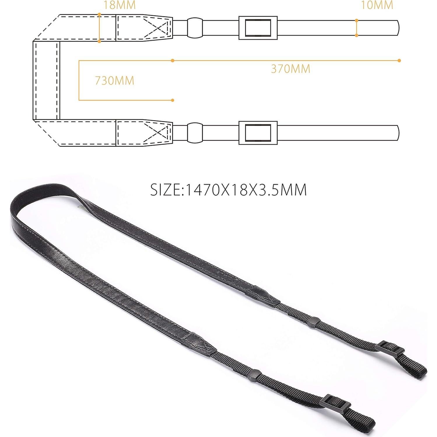 Correa de Cuero para Cámara CANPIS CP008 Negra Ajustable