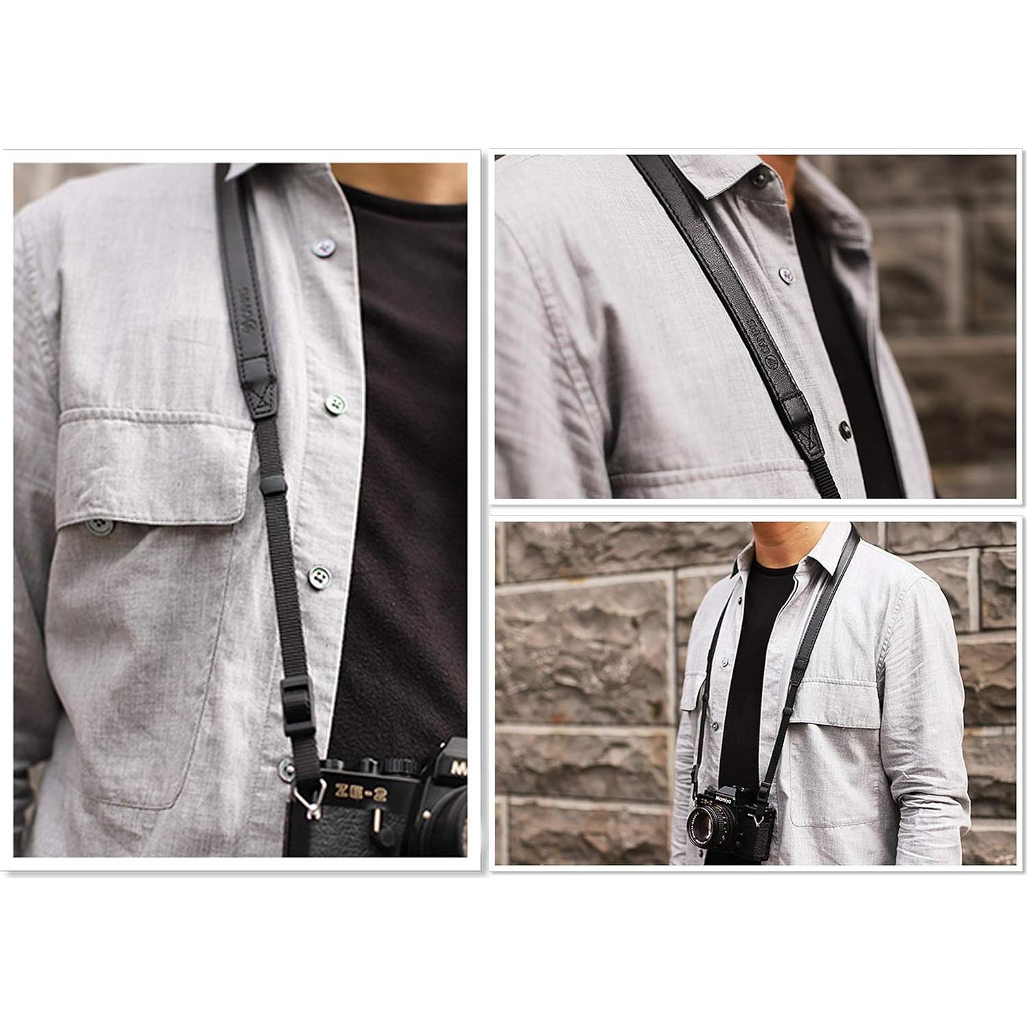 Correa de Cuero para Cámara CANPIS CP008 Negra Ajustable