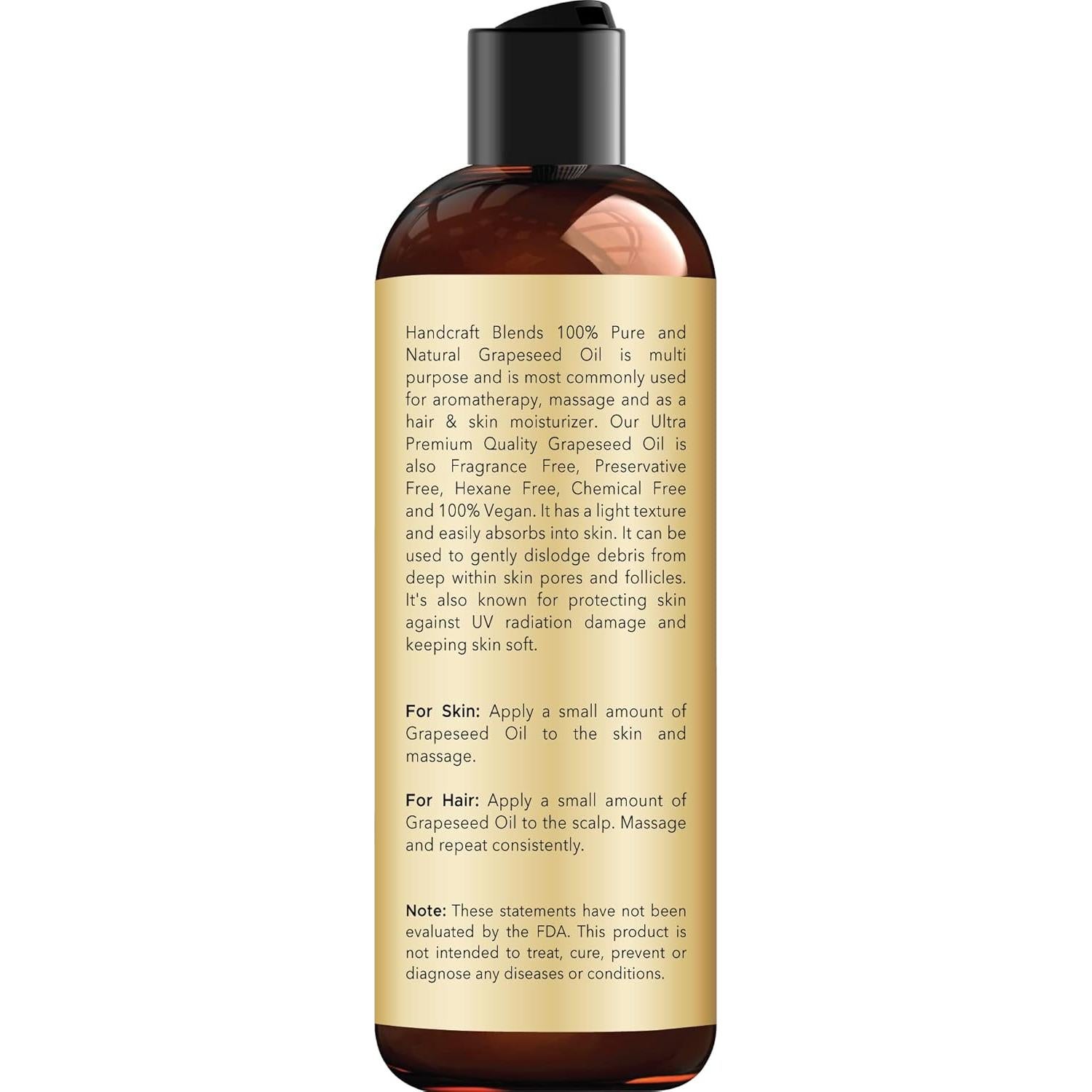 Aceite de Semilla de Uva Handcraft Blends 236.6 ml - 100% Puro y Natural