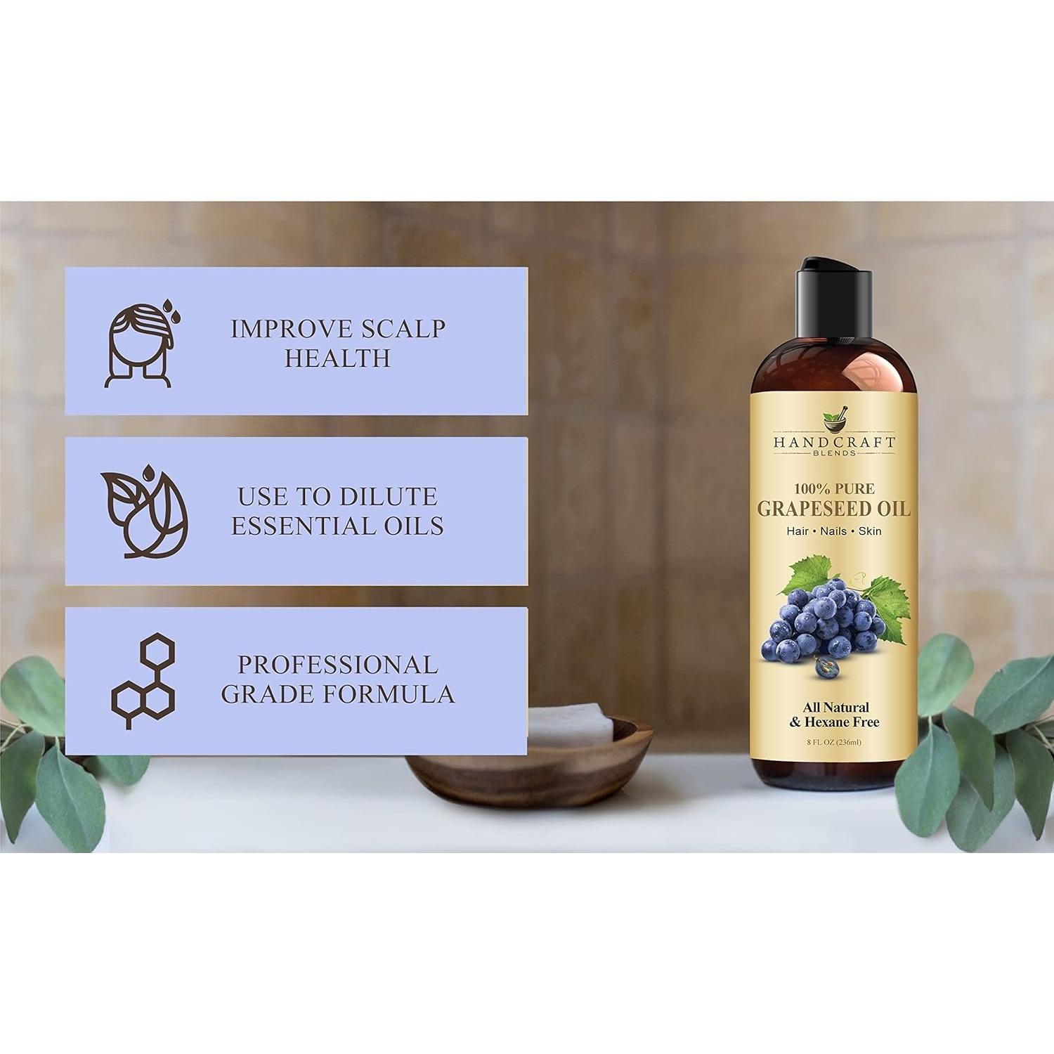 Aceite de Semilla de Uva Handcraft Blends 236.6 ml - 100% Puro y Natural