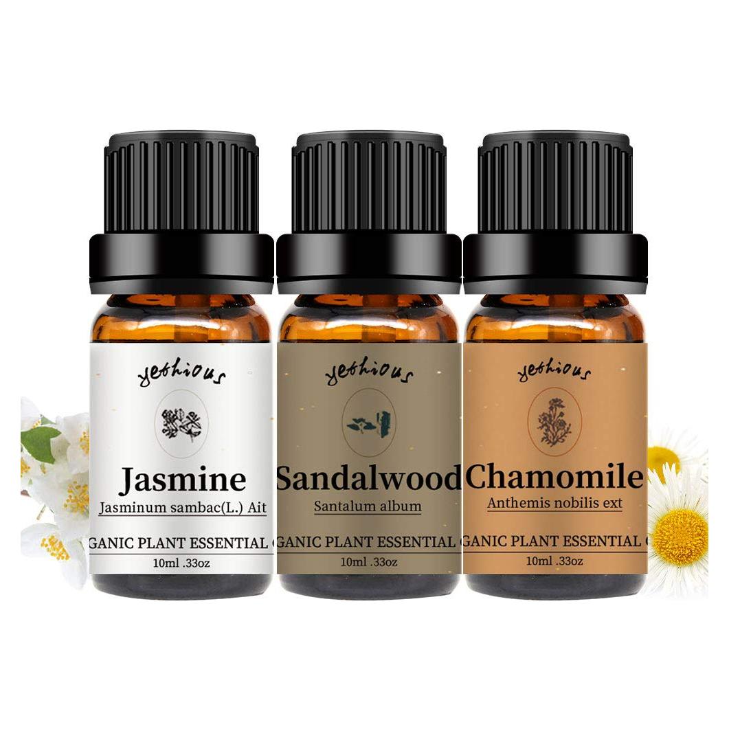 Set de Aceites Esenciales Yethious 100% Puro - Jazmín, Manzanilla y Sándalo 3x9.8ml