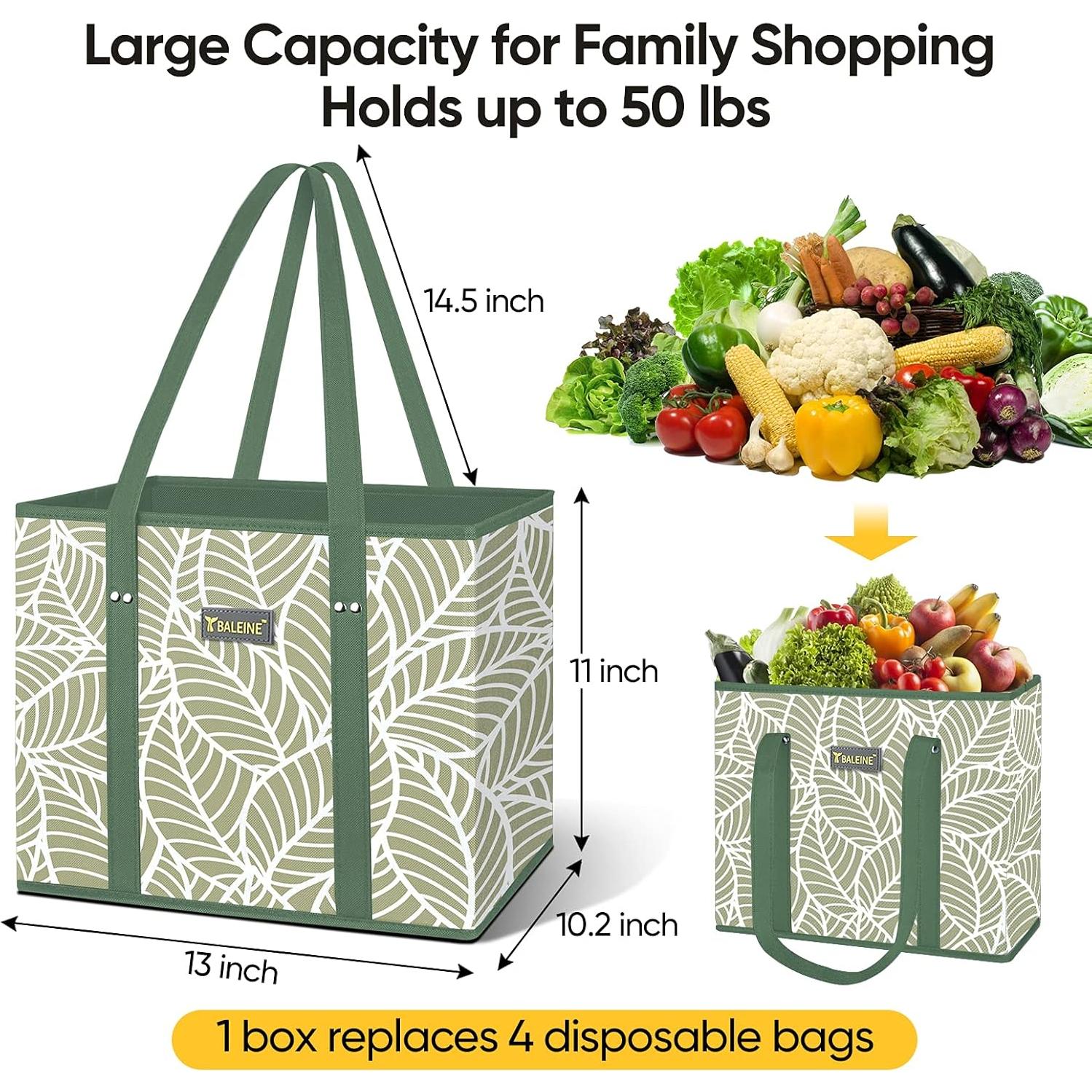 Bolsas de Compras Reutilizables BALEINE 4 Pk Follaje Antiguo