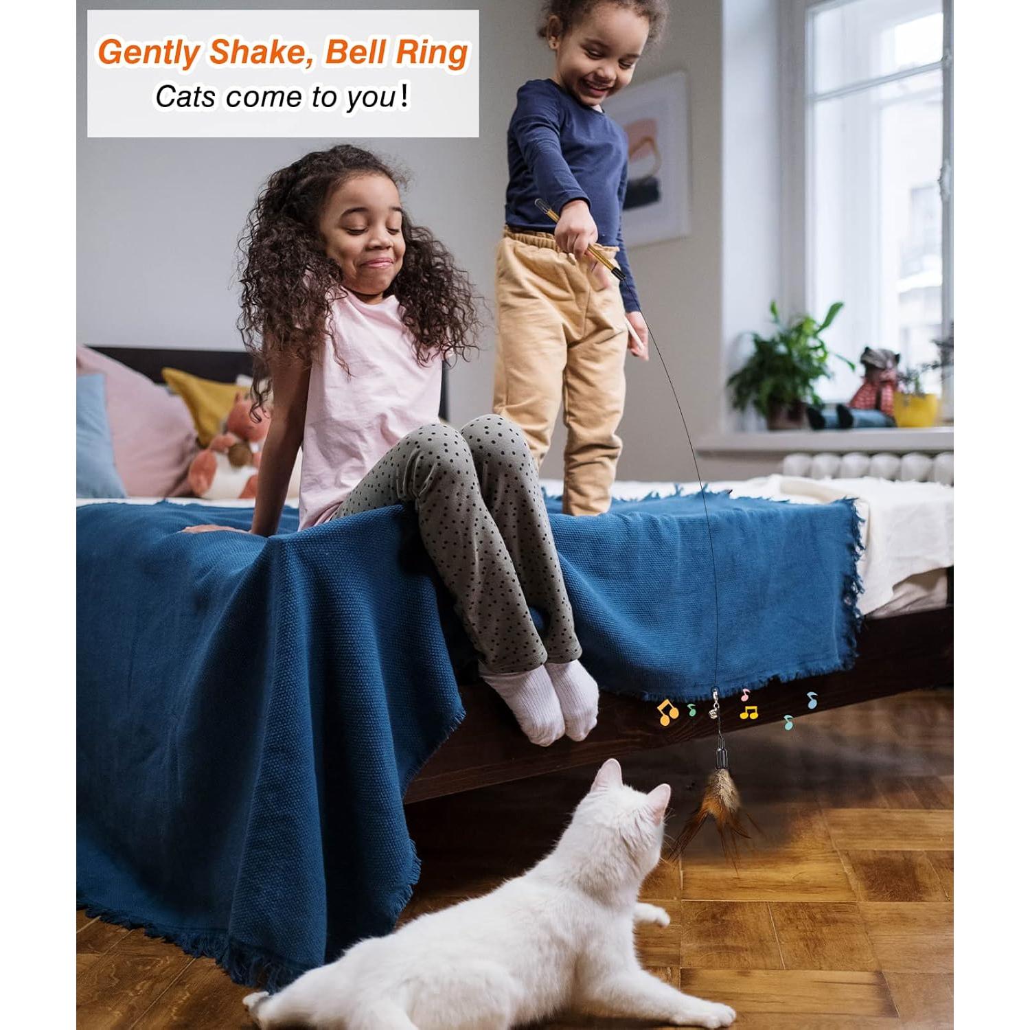 Juguete Interactivo para Gatos Pawaboo con Plumas 87.6 cm