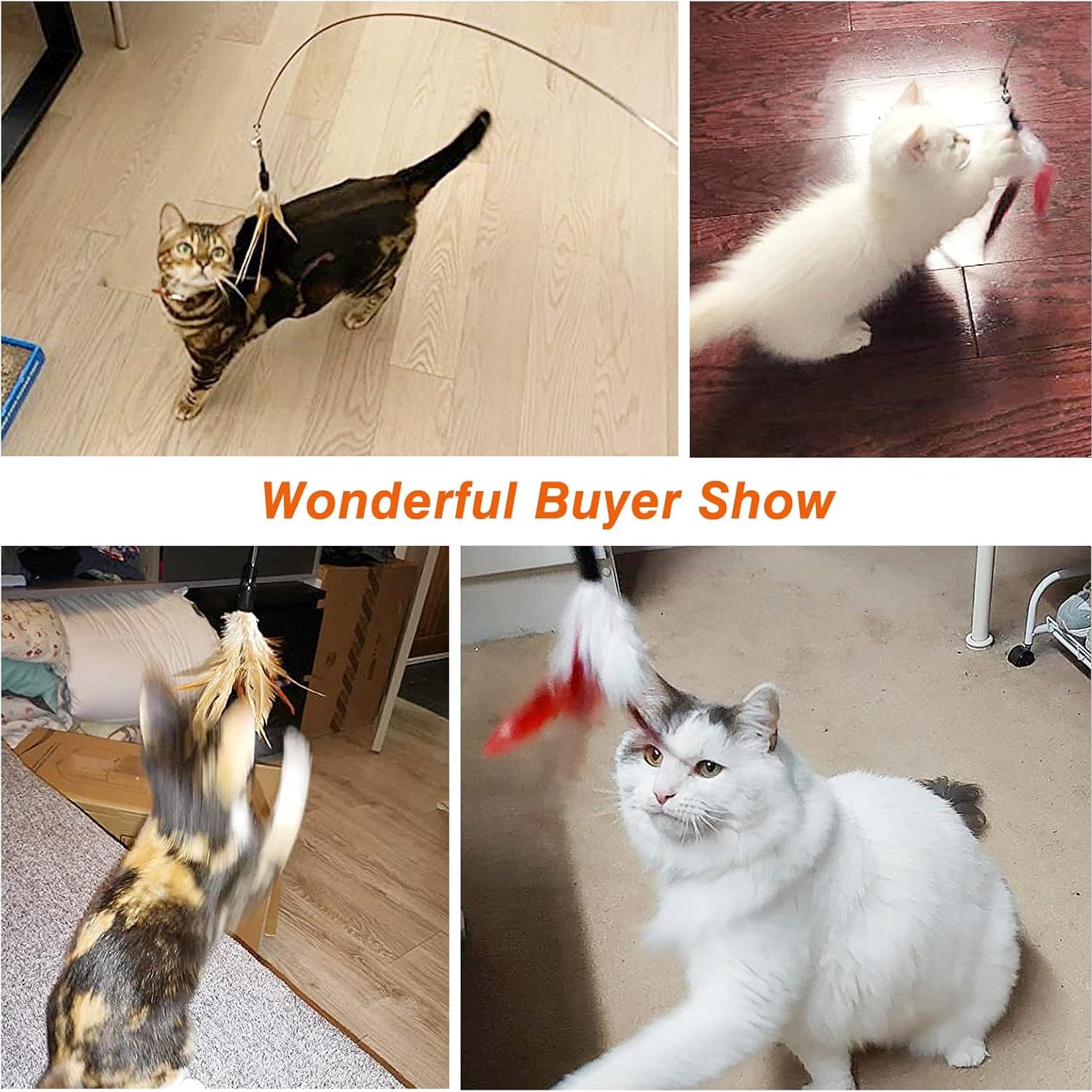 Juguete Interactivo para Gatos Pawaboo con Plumas 87.6 cm