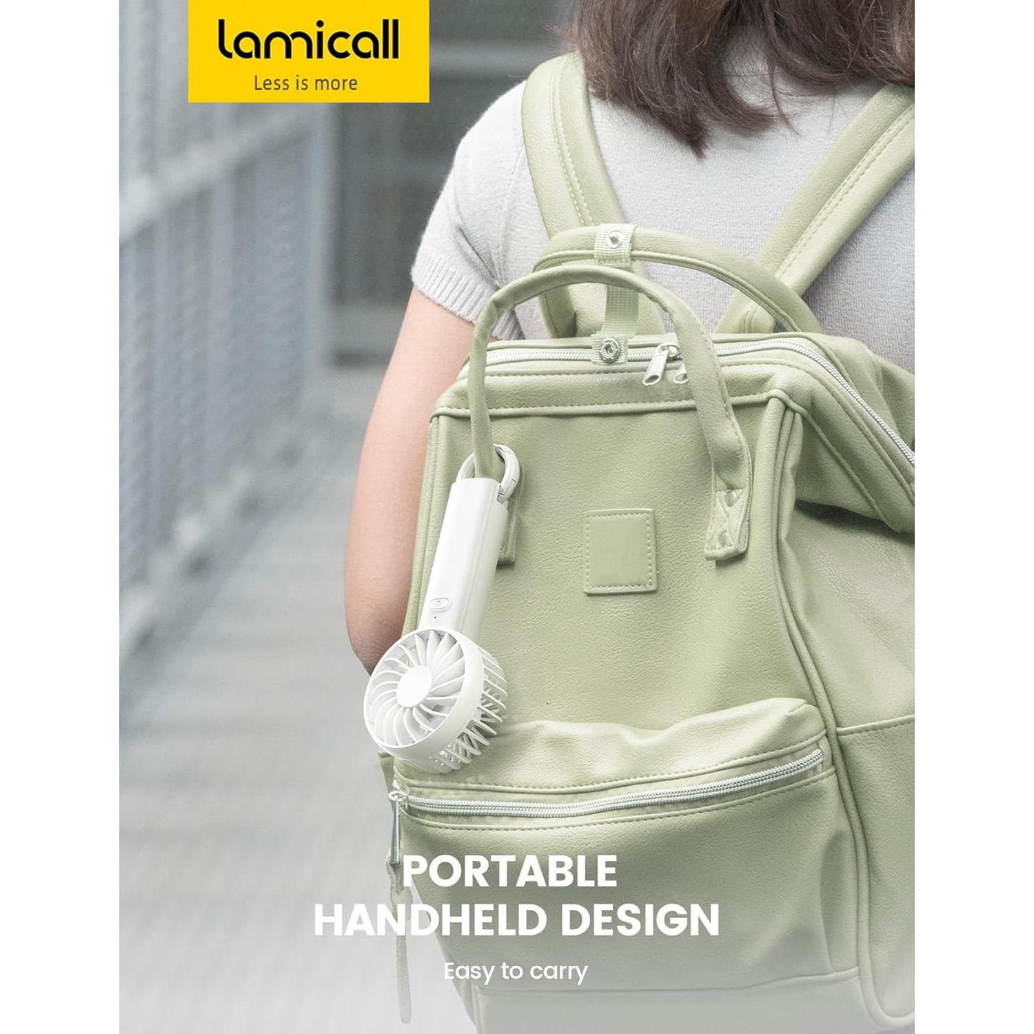 Ventilador de Mano Lamicall WT-F99-W Blanco, Recargable USB, 3 Velocidades