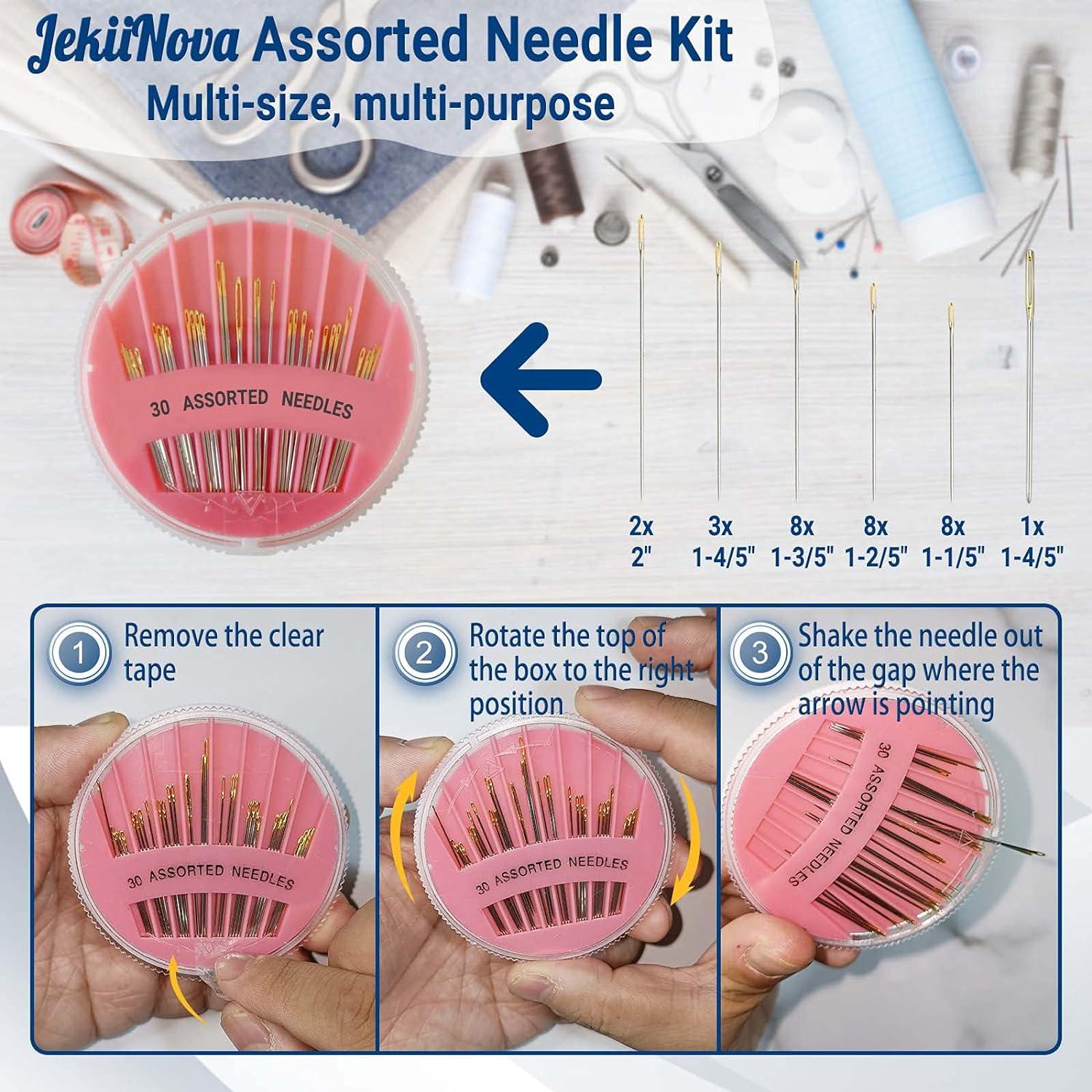 Kit de Agujas de Coser a Mano JekiiNova 30 Piezas Ojo Grande