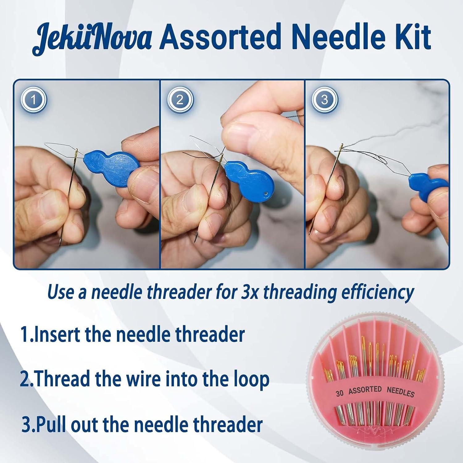 Kit de Agujas de Coser a Mano JekiiNova 30 Piezas Ojo Grande