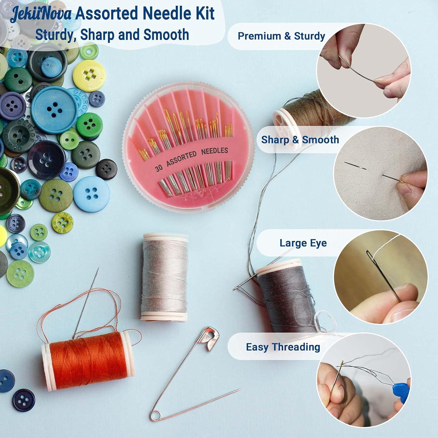 Kit de Agujas de Coser a Mano JekiiNova 30 Piezas Ojo Grande