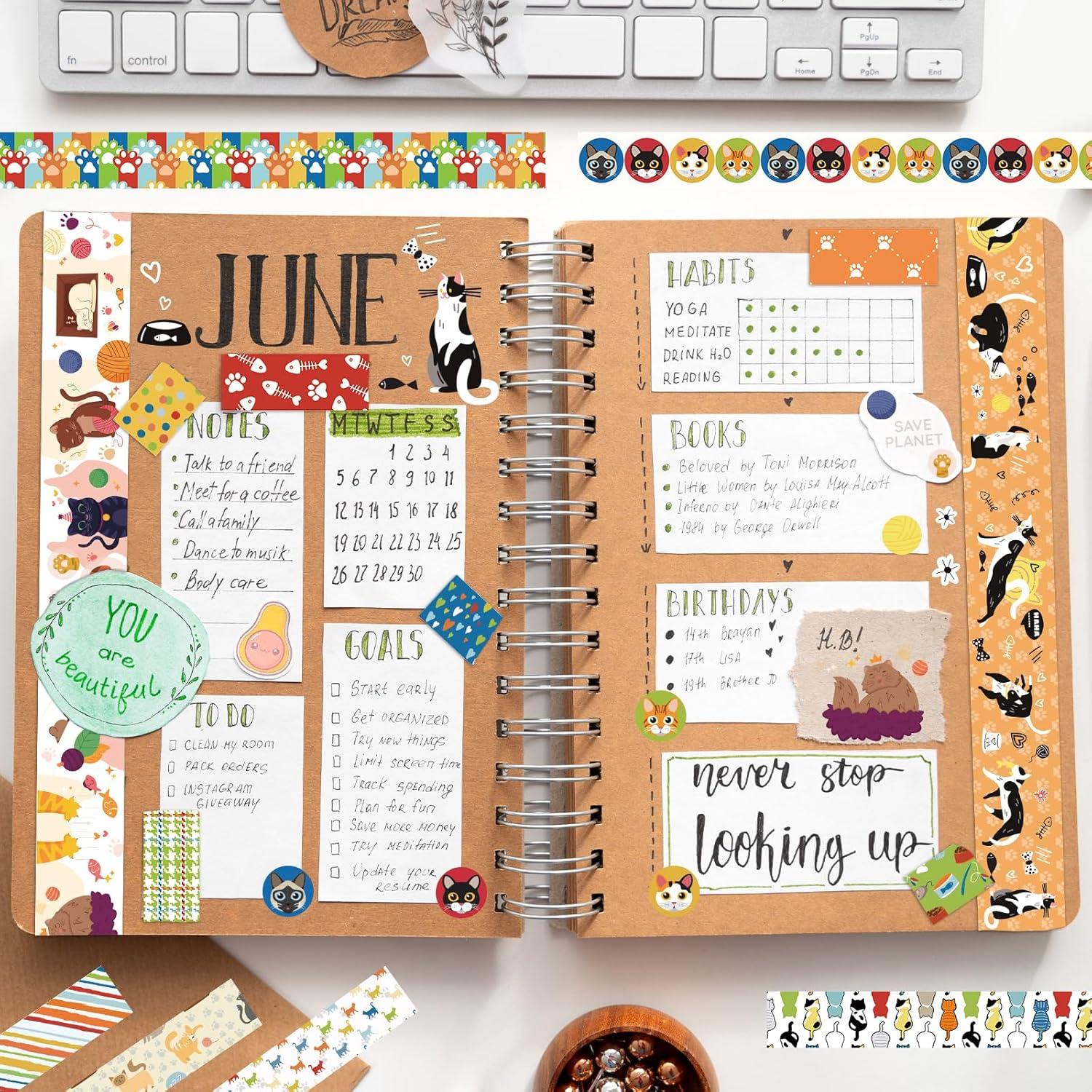 Conjunto de 14 Rollos de Cinta Washi KOVANO - Animales Kawaii