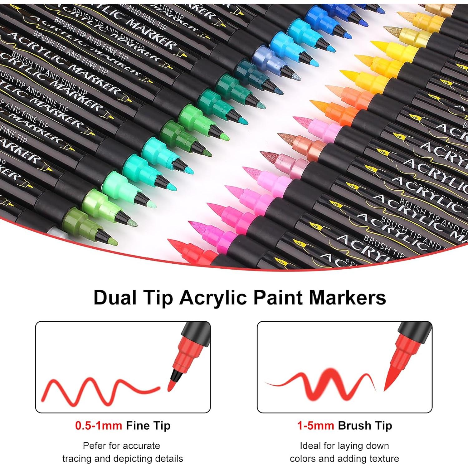 Juego de 48 Marcadores Acrílicos EscriWise - Doble Punta, 1-5mm