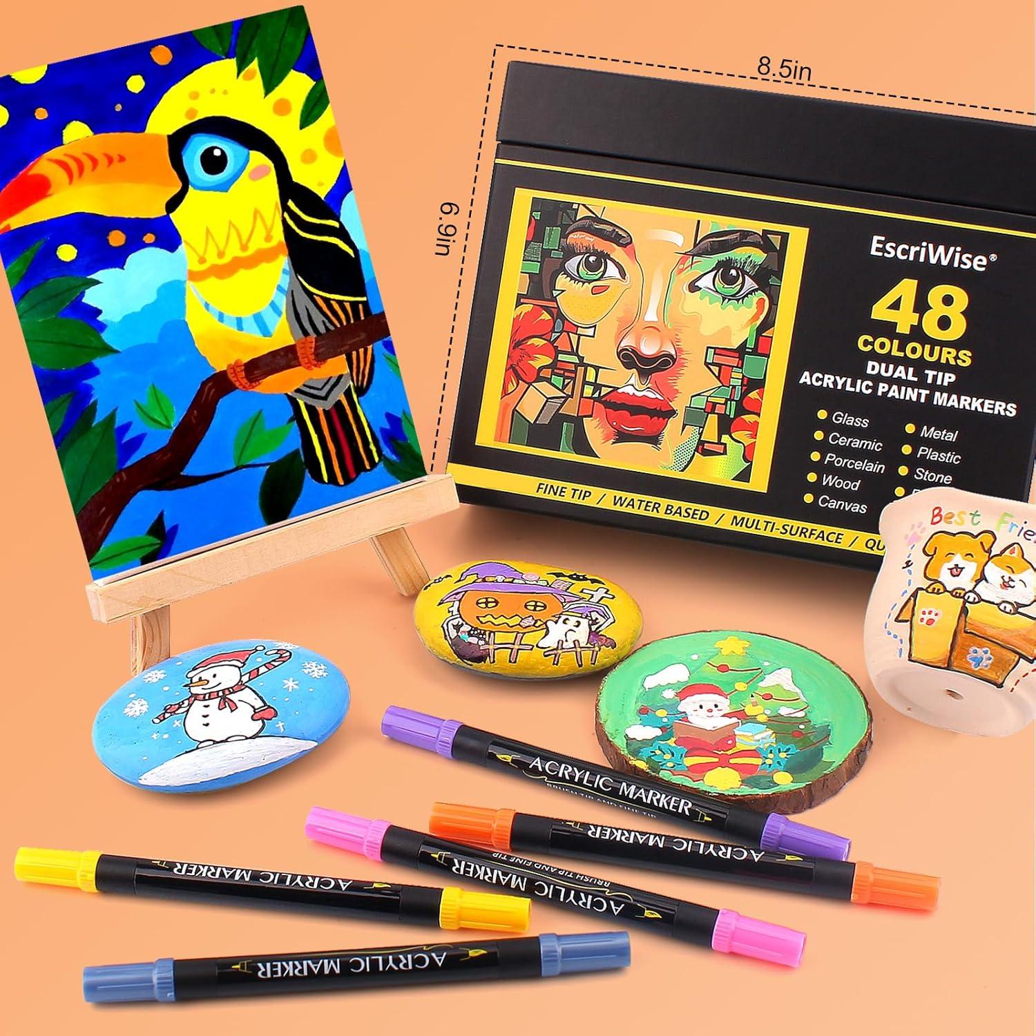 Juego de 48 Marcadores Acrílicos EscriWise - Doble Punta, 1-5mm