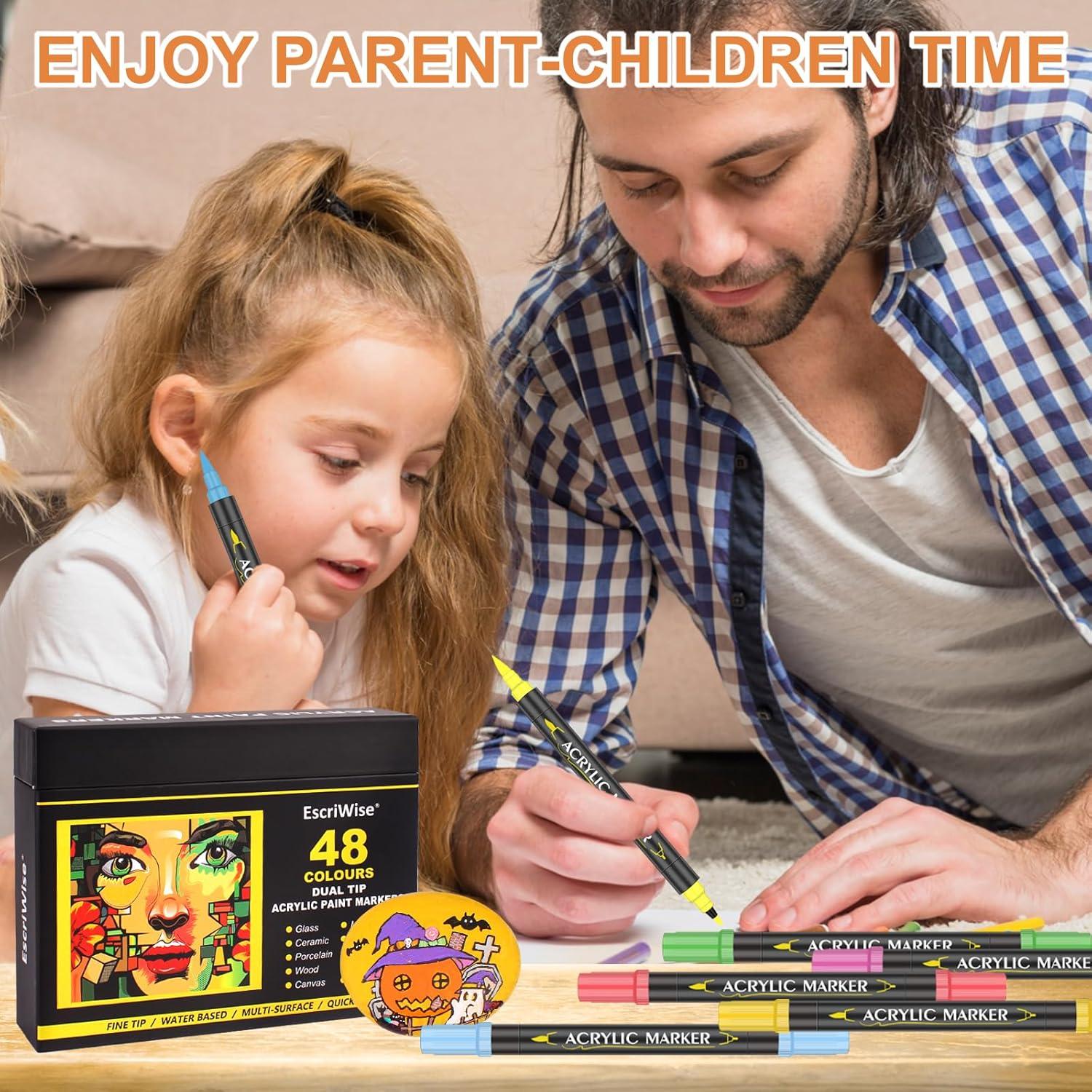 Juego de 48 Marcadores Acrílicos EscriWise - Doble Punta, 1-5mm