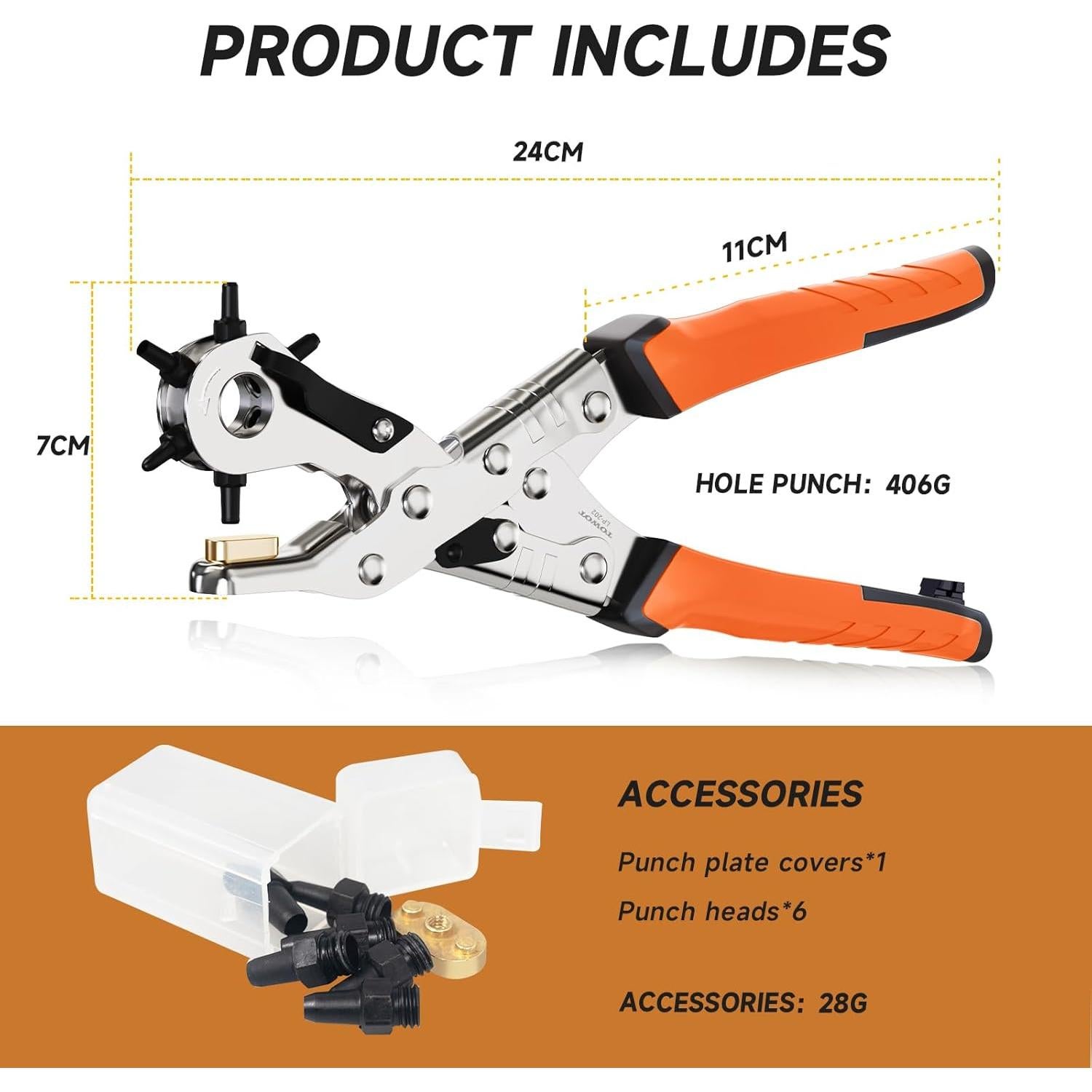 Perforador de agujeros TOWOT con 6 cabezales de repuesto