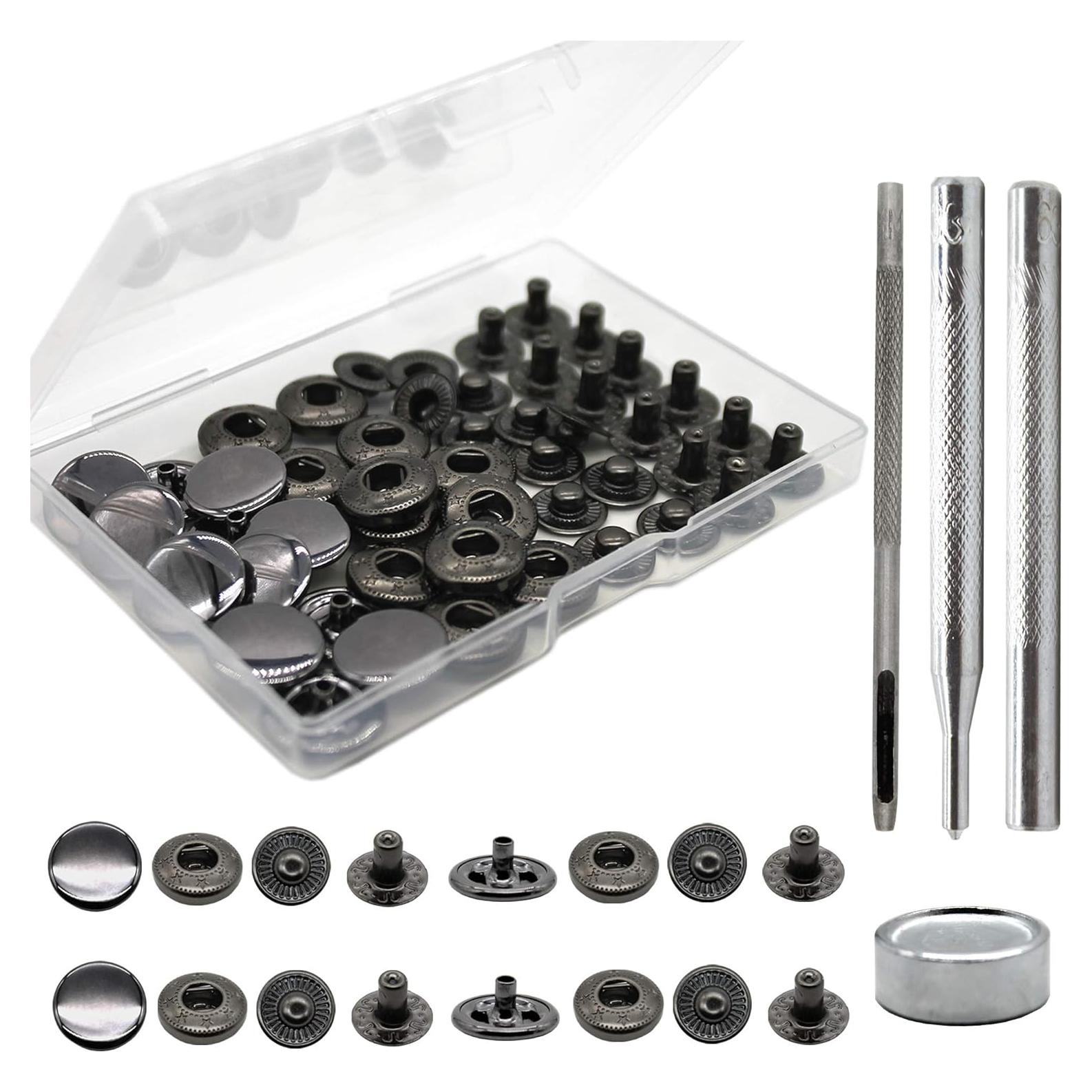 Kit de Botones a Presión Raydodo 12 Set 15mm Negro