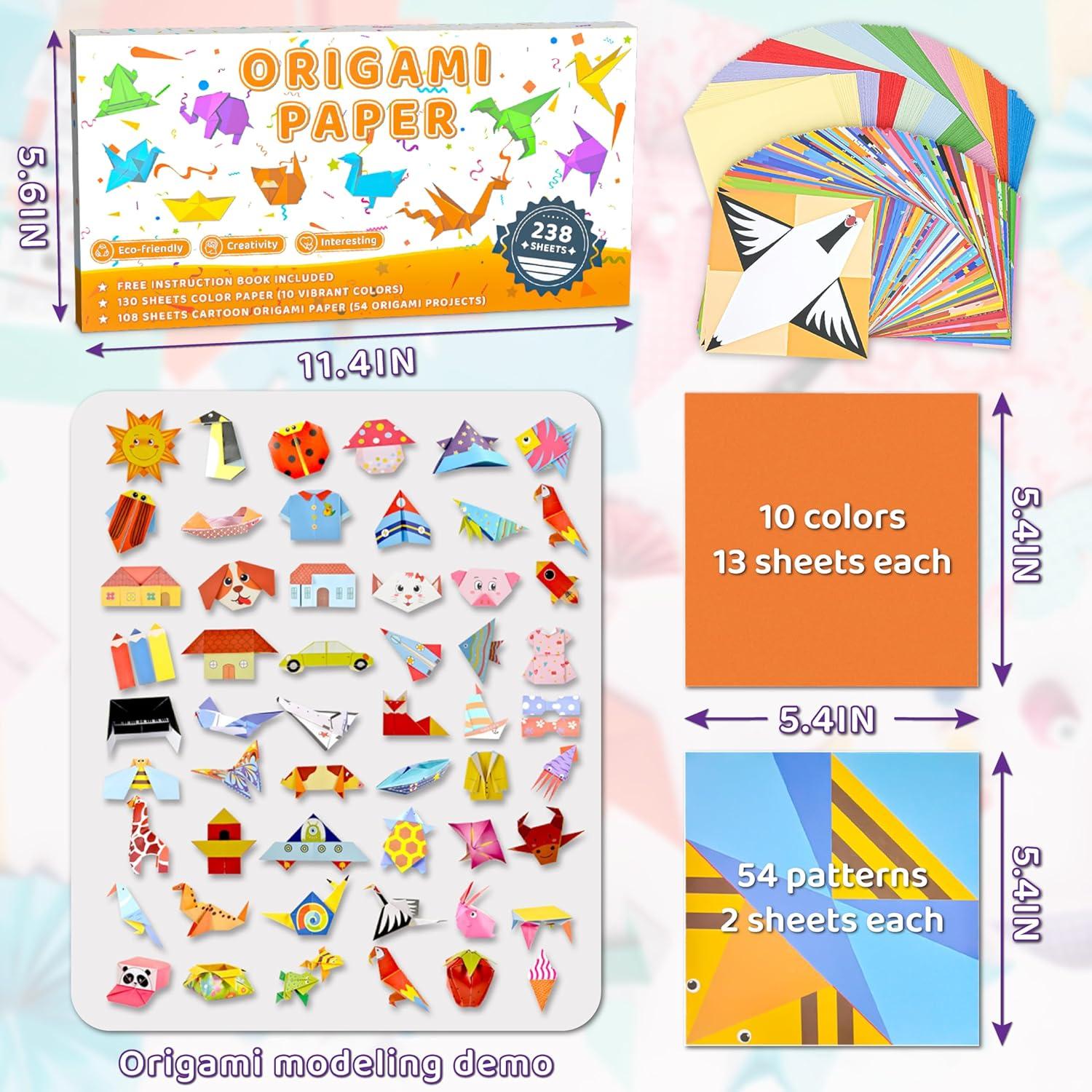 Kit de Origami MOBYKE 238 Hojas para Niños - 54 Proyectos