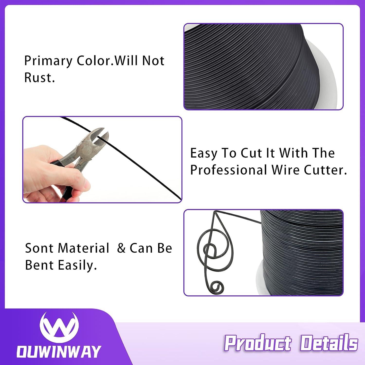 Alambre de Aluminio Negro 16 Gauge 46.9m para Manualidades