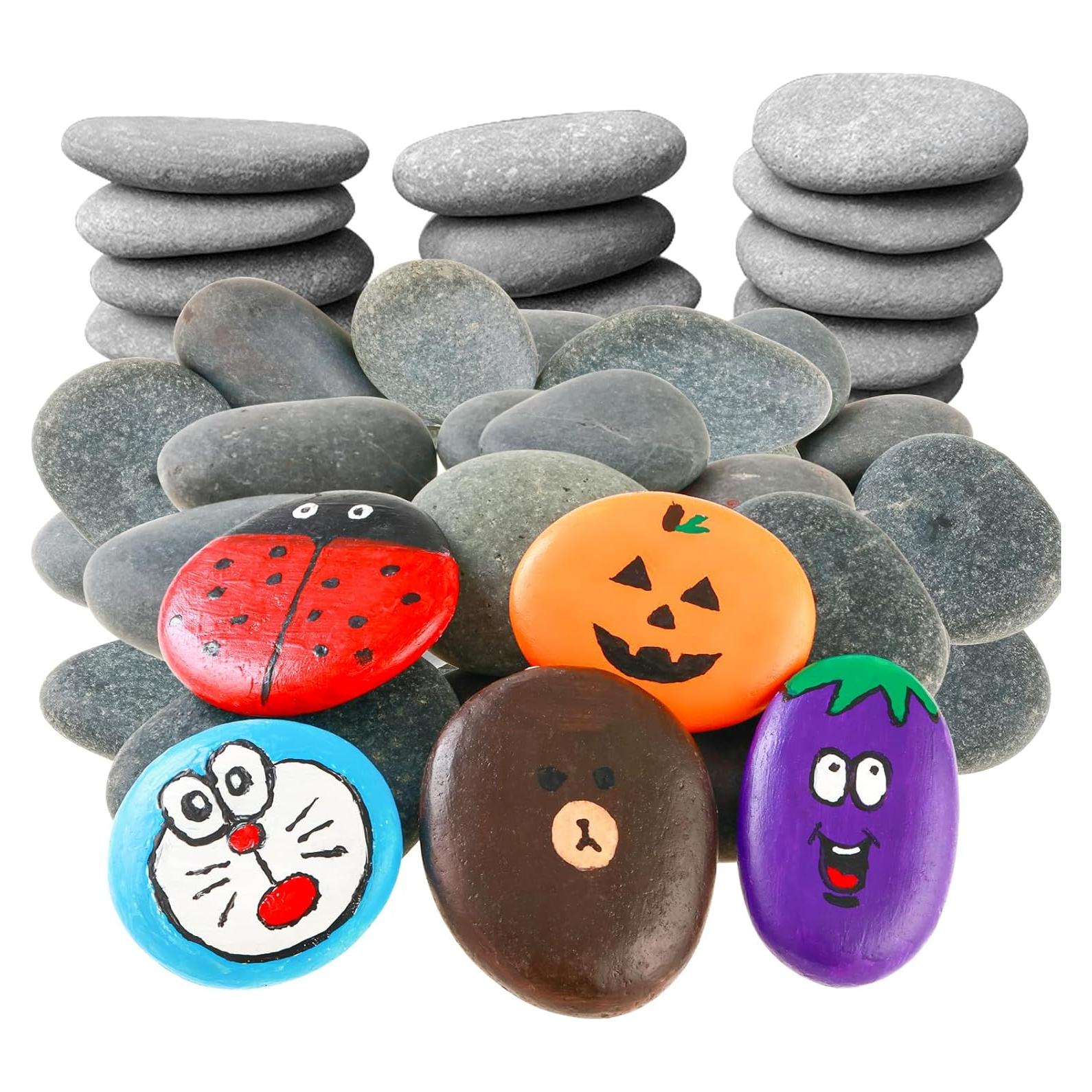 30 Rocas Naturales para Pintar KvyusFlourish 5-8 cm Gris