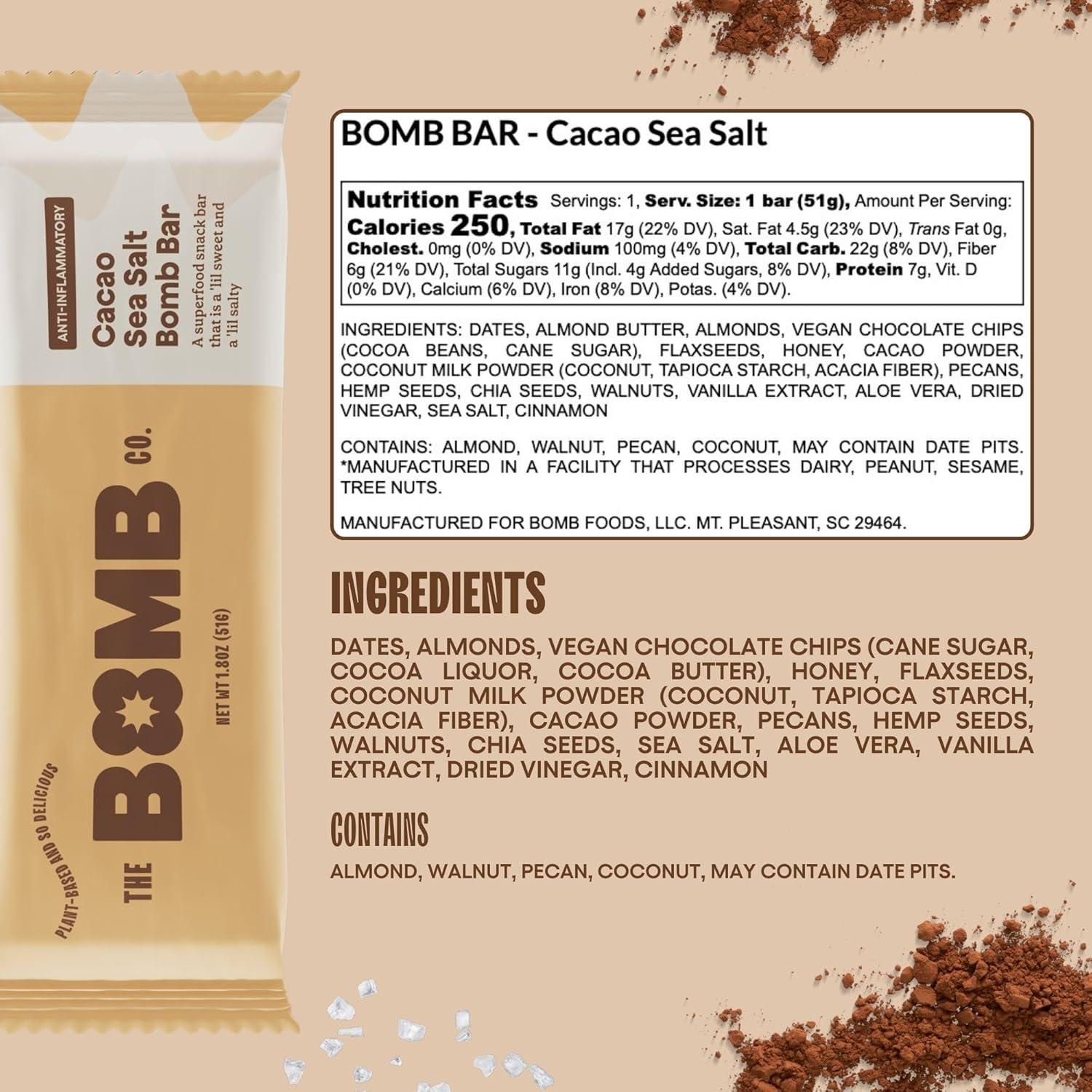 Barra Bomb Cacao Salado Blender Bombs - Snack Superfood 9 Unidades