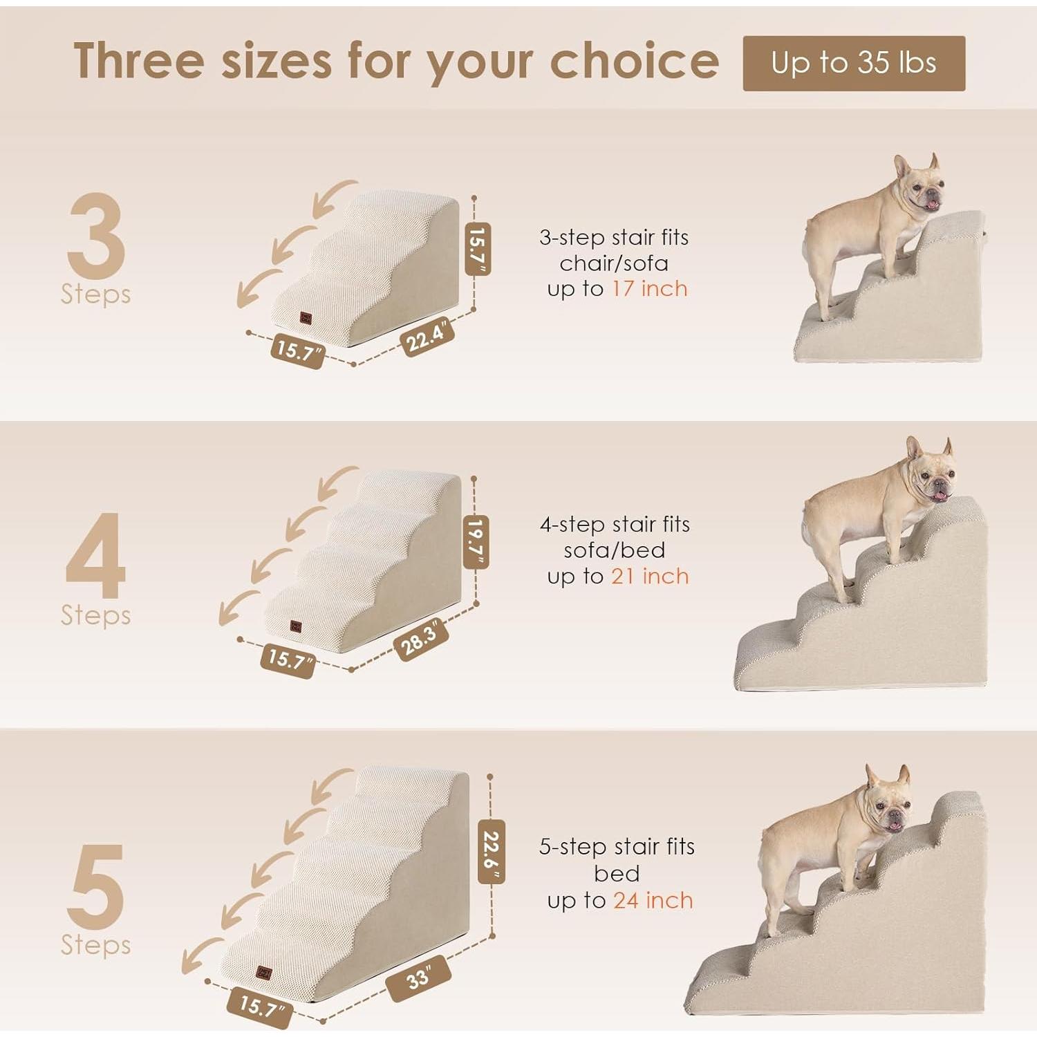 Escalera Curvada para Perros EHEYCIGA 3 Pasos Antideslizante 40 cm